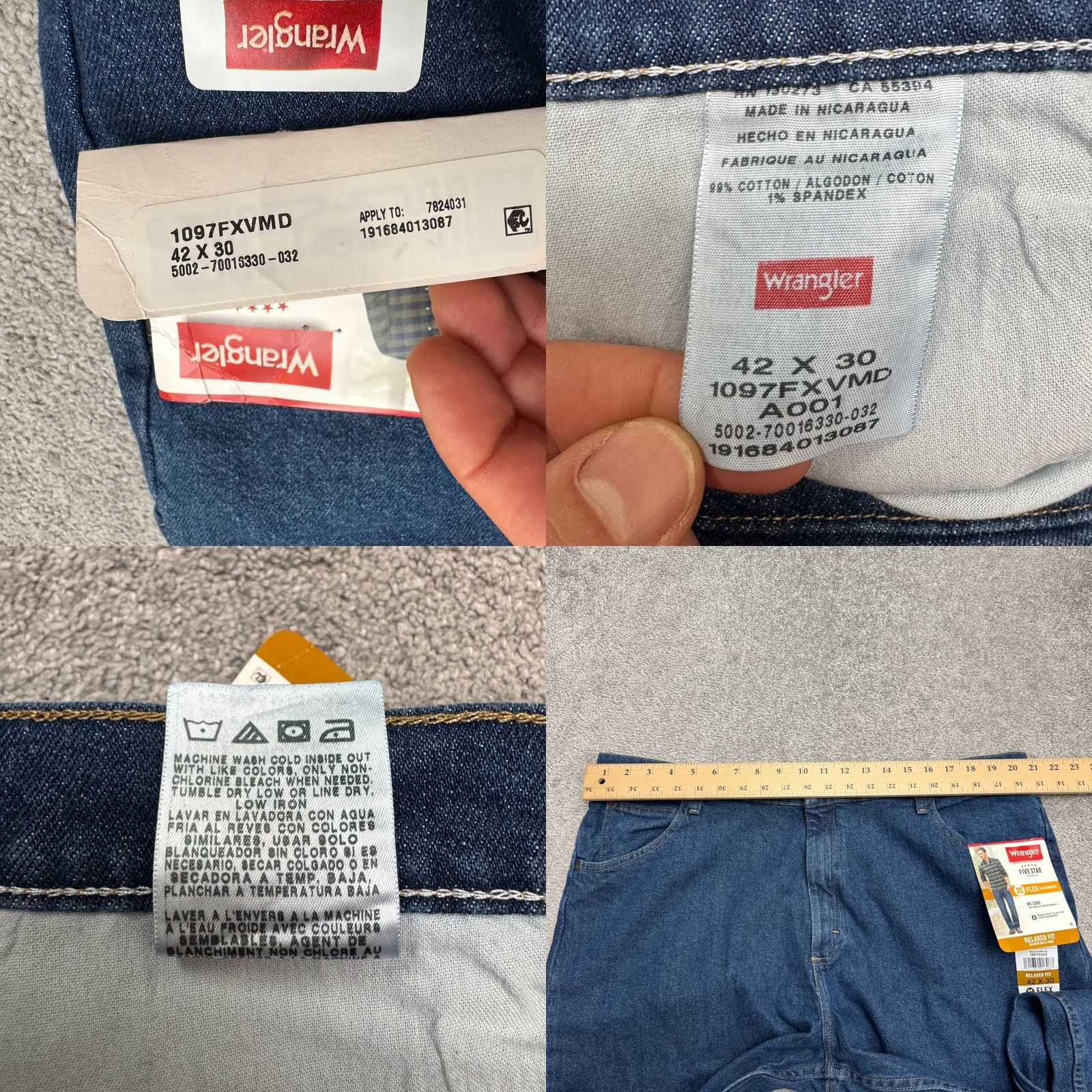 Wrangler Wrangler Five Star Premium Denim Jeans Straight Leg 42x30 Blue NWT Men's Regular Relaxed Fit Action Jeans Size US 42 / EU 58 - 8 Thumbnail