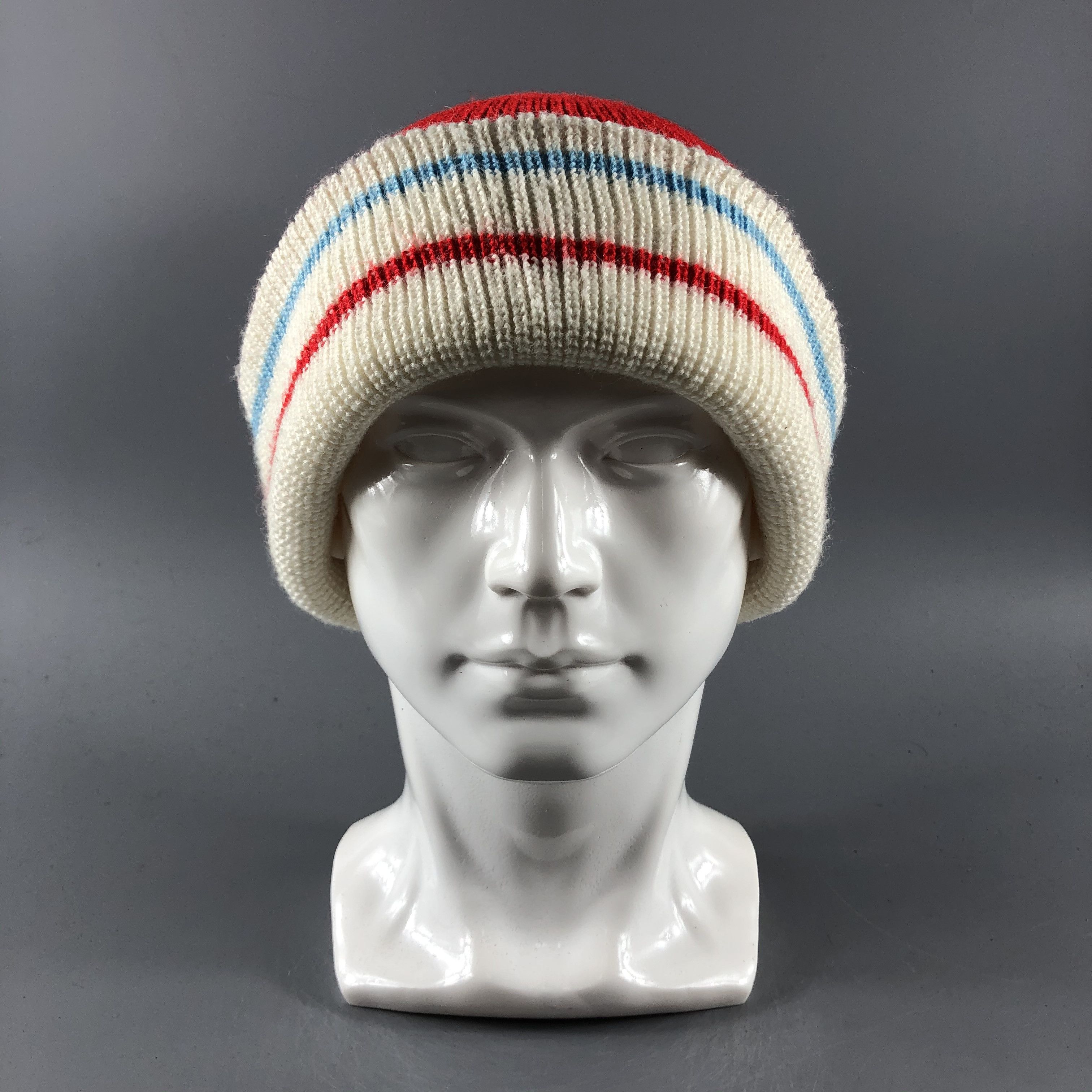 image of Vintage Unknown Hats Stripe Beanie Knit Snow Hat Snow Cap B794, Men's