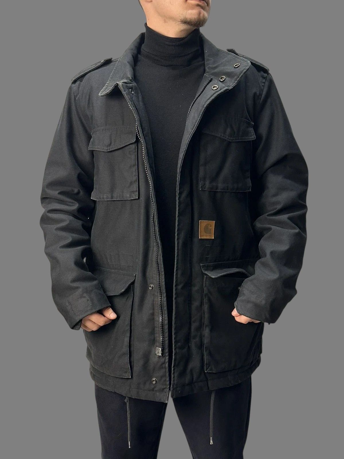 Carhartt Carhartt Black Parka Workwear Jacket Utility 90s Size US L / EU 52-54 / 3 - 2 Thumbnail