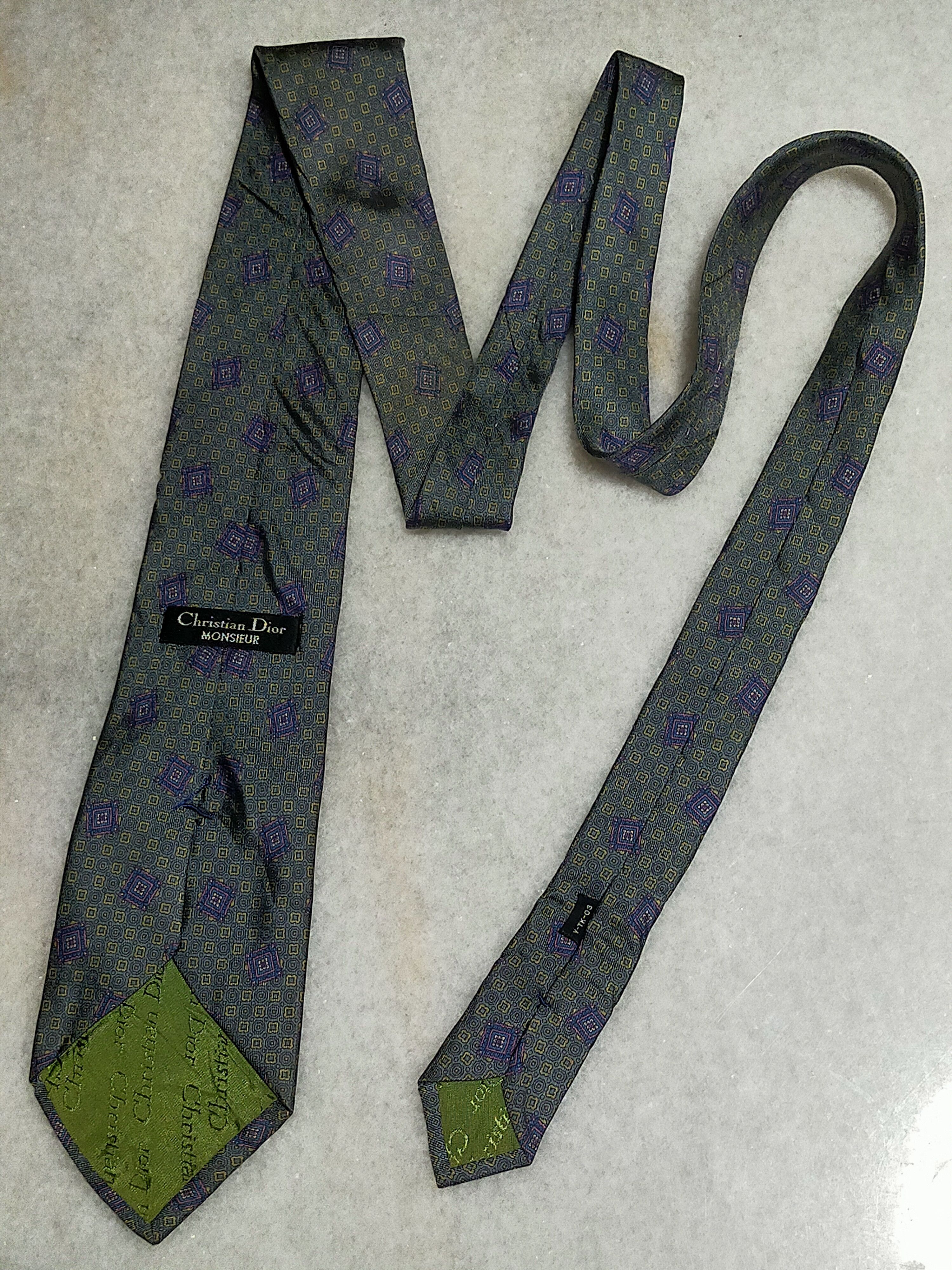 Christian Dior Monsieur CHRISTIAN DIOR MONSIEUR LUXURY GREEN SILK TIE Size ONE SIZE - 4 Thumbnail