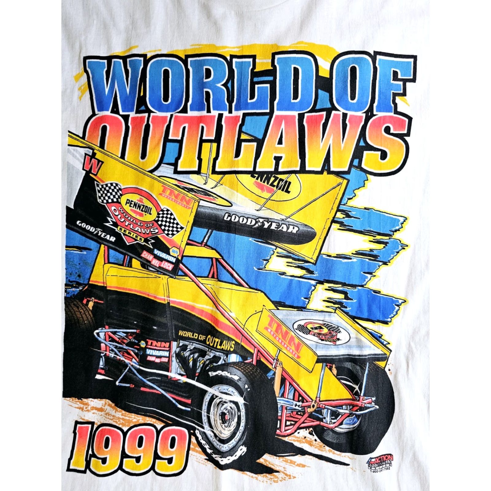Hanes VINTAGE Pennzoil World Of Outlaws Sprint Cars T-Shirt Mens 2XL White 1999 Signatures 90s Racing Hanes Shirt Size US XXL / EU 58 / 5 - 4 Thumbnail