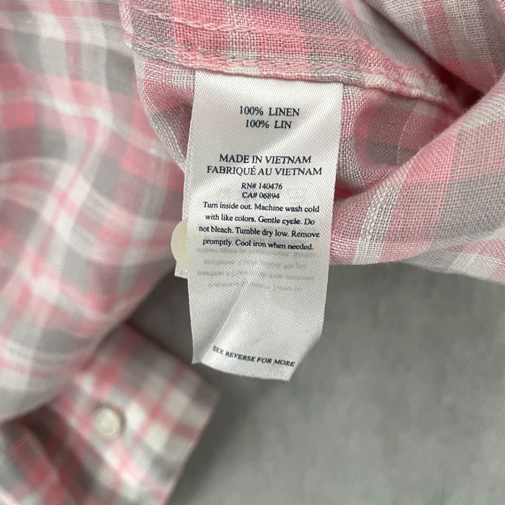 Faherty Faherty Button-Up Shirt Adult Large Pink Plaid Linen Long Sleeve Pocket Casual Mens Size US L / EU 52-54 / 3 - 6 Thumbnail