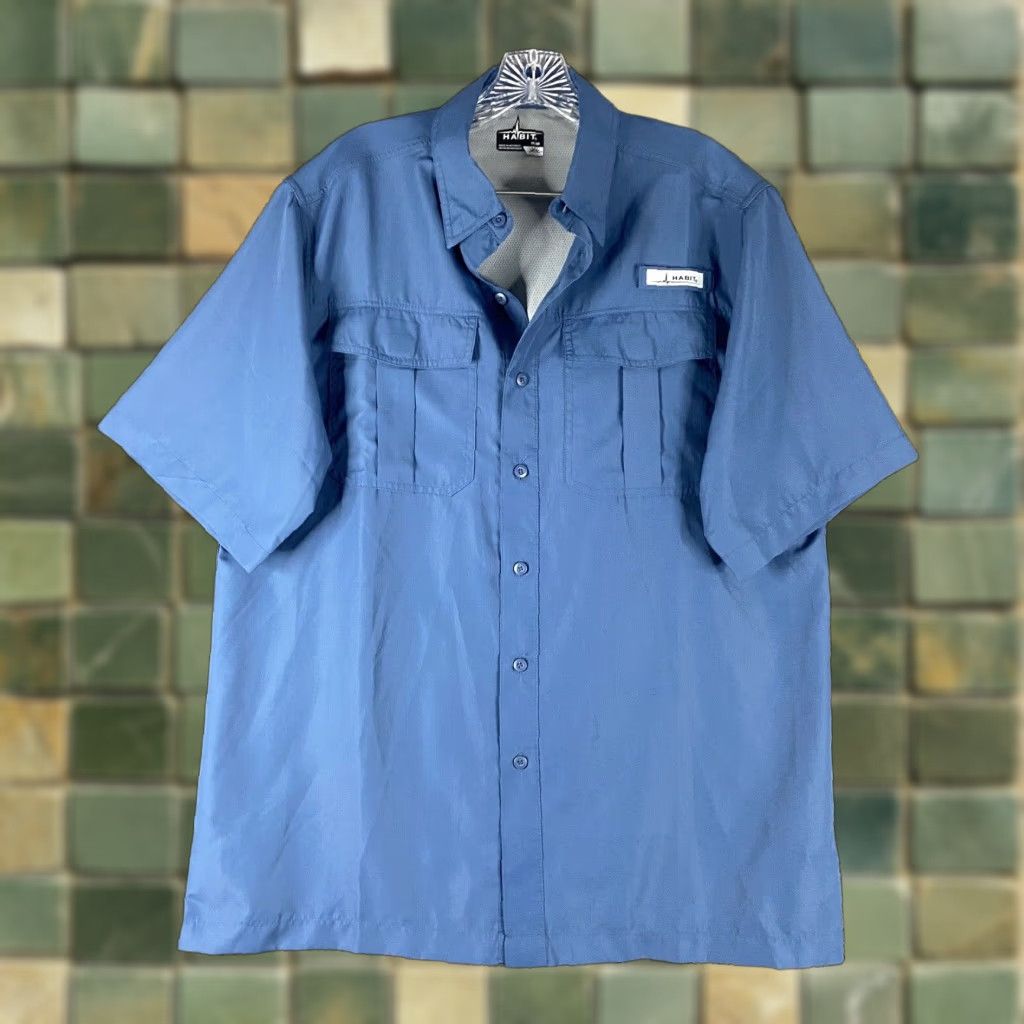 Habitat Habit Habit Solar Factor 40+ Button-Up Shirt Men M Blue Short Sleeve Size US 31 - 1 Thumbnail