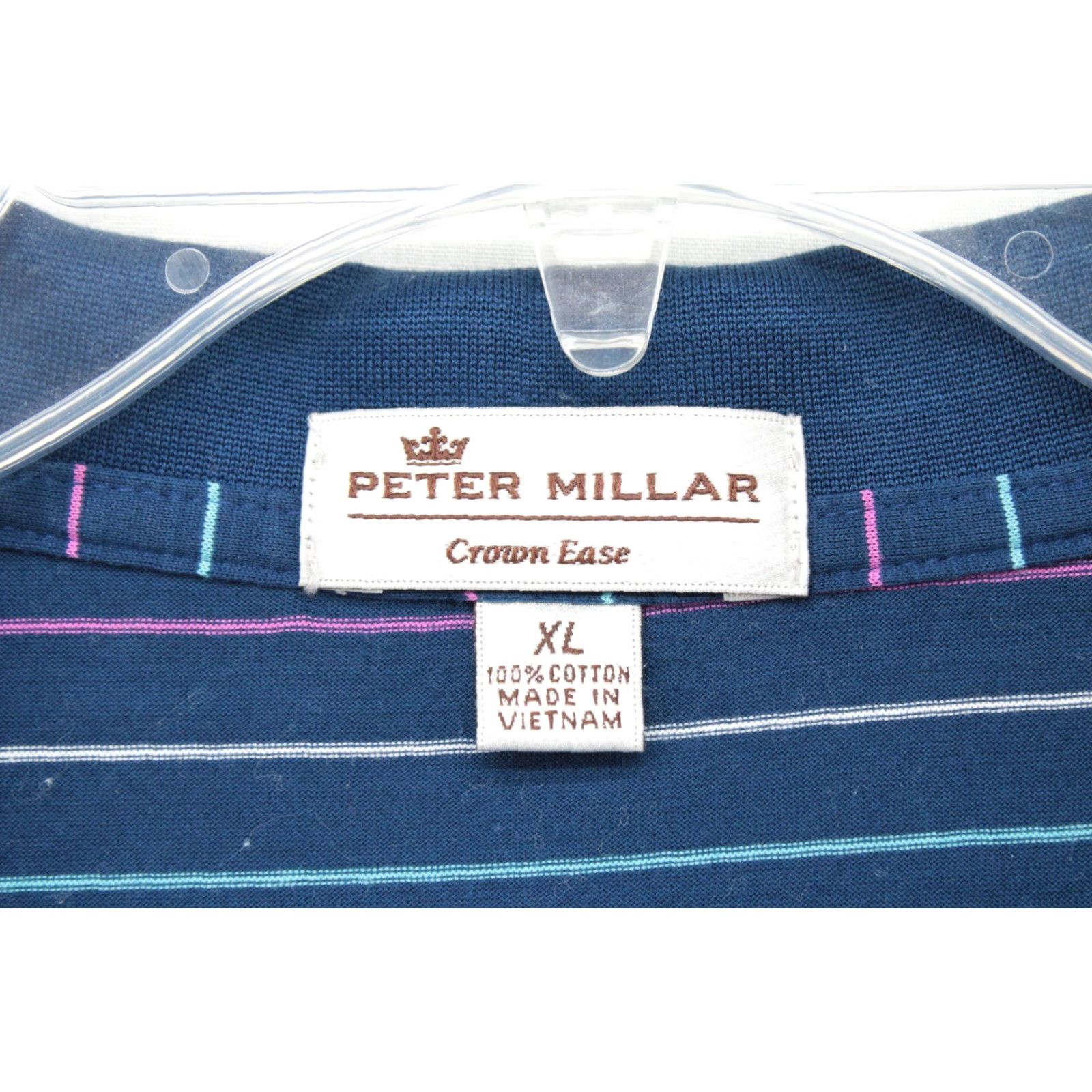 Peter Millar VINTAGE Peter Millar Crown Ease Polo Shirt Mens XL Blue Striped Short Sleeve Golf Preppy Size US XL / EU 56 / 4 - 6 Thumbnail