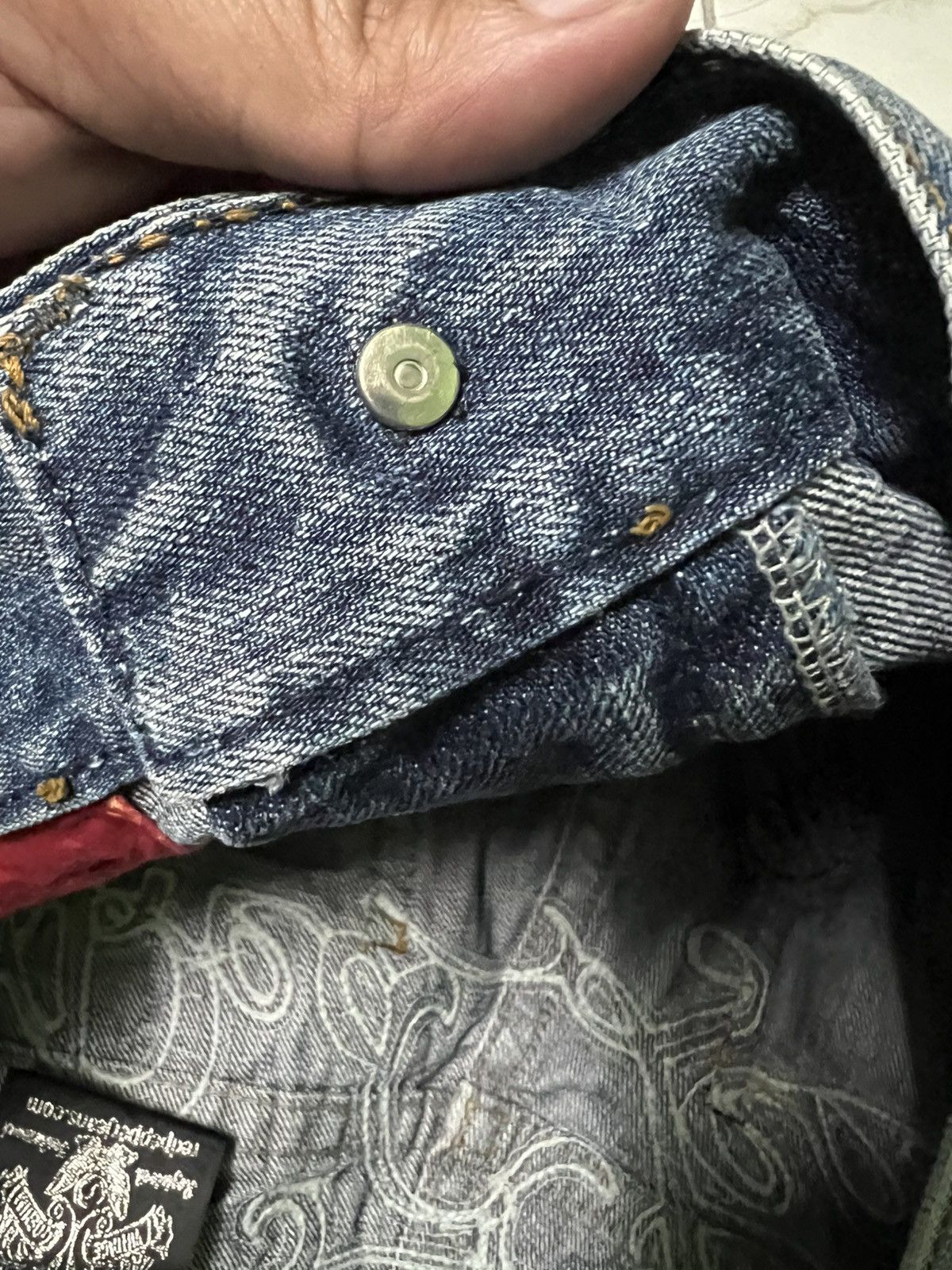 Japanese Brand 💥Baggy💥Redpepper Double Knee Washed Ripped Distress Jeans Size US 35 - 10 Thumbnail