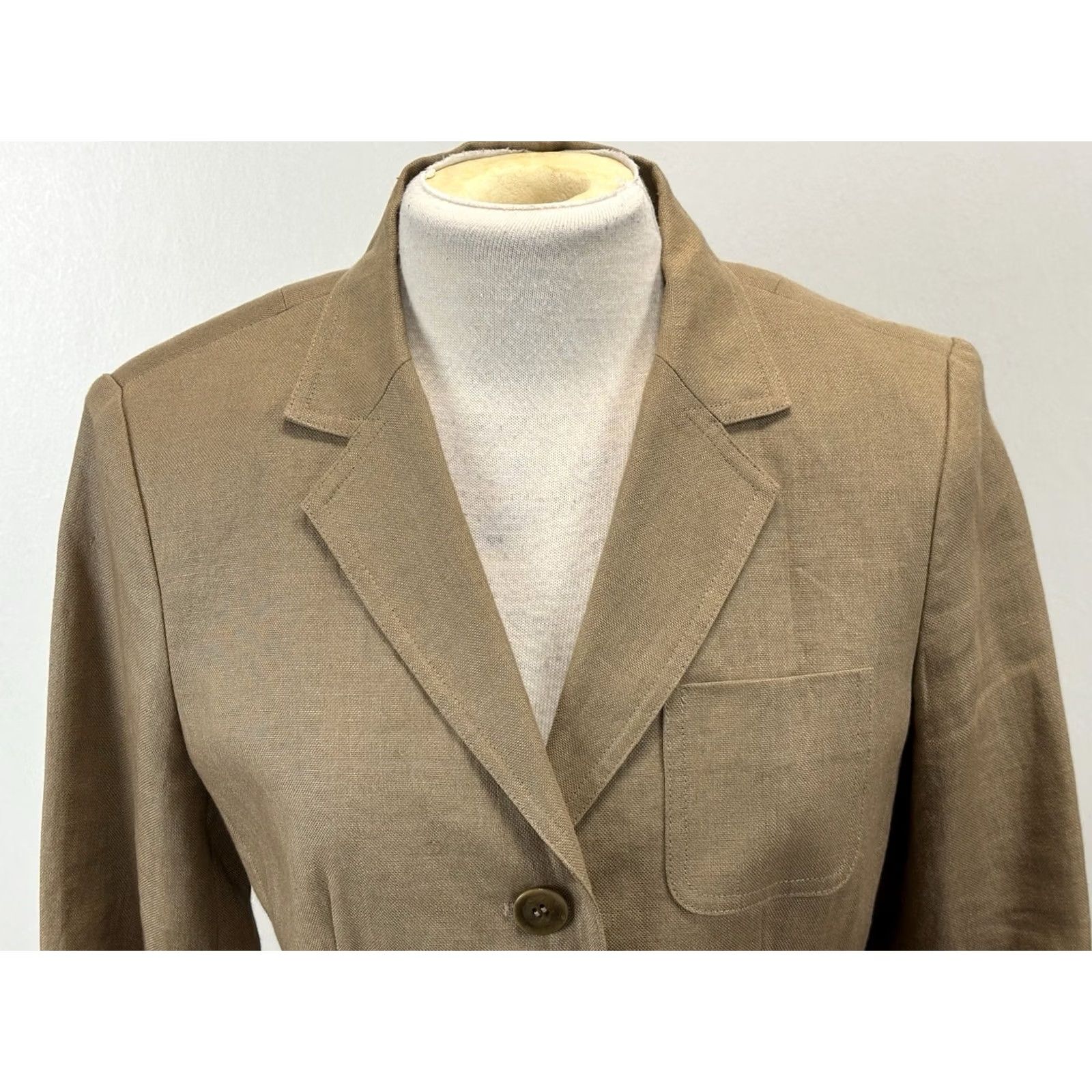 Talbots VINTAGE Talbots Blazer Jacket Women’s 8P Petites Brown 100% Linen Preppy Classic 90s Suit Jacket/Blazer Mens/Girls? Size M / US 6-8 / IT 42-44 - 5 Thumbnail