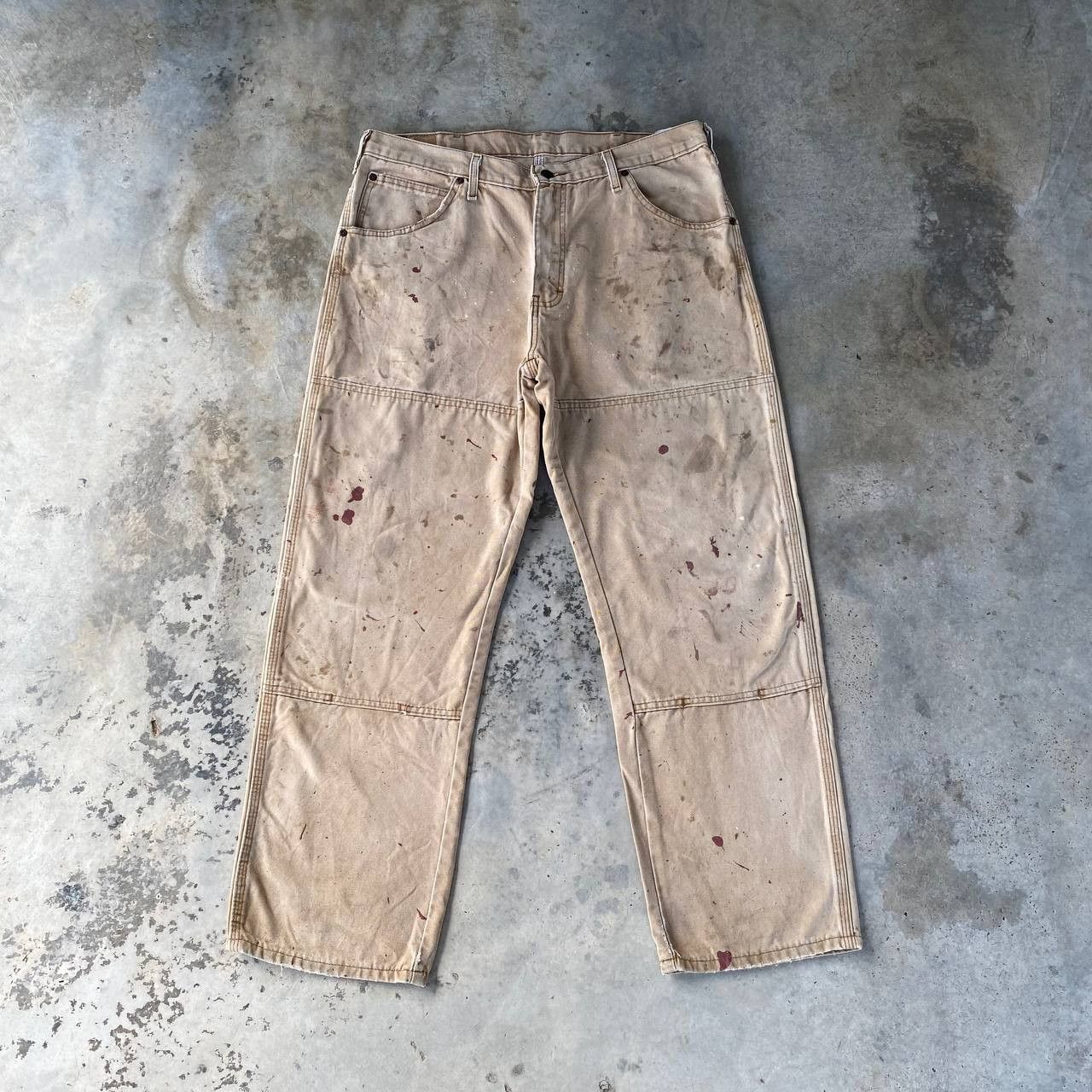 Dickies VINTAGE DICKIES DOUBLE KNEE DISTRESSED DENIM SPLATTER PAINT Size US 35 - 1 Thumbnail