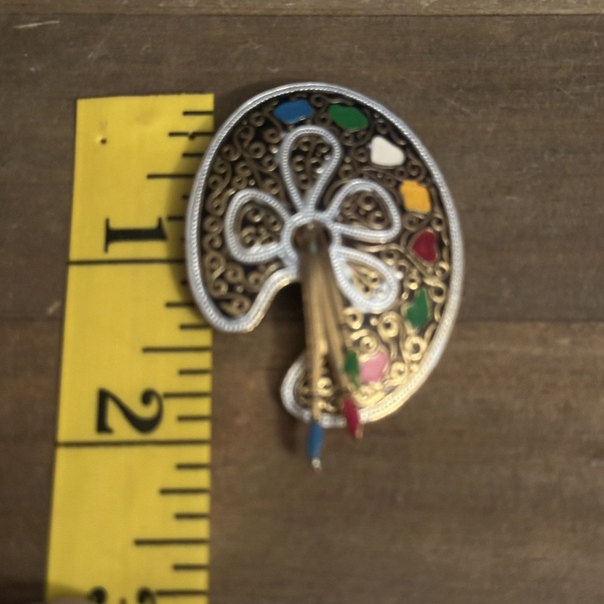 Vintage Vintage Spain Damascene painters palette brooch Size ONE SIZE - 3 Thumbnail