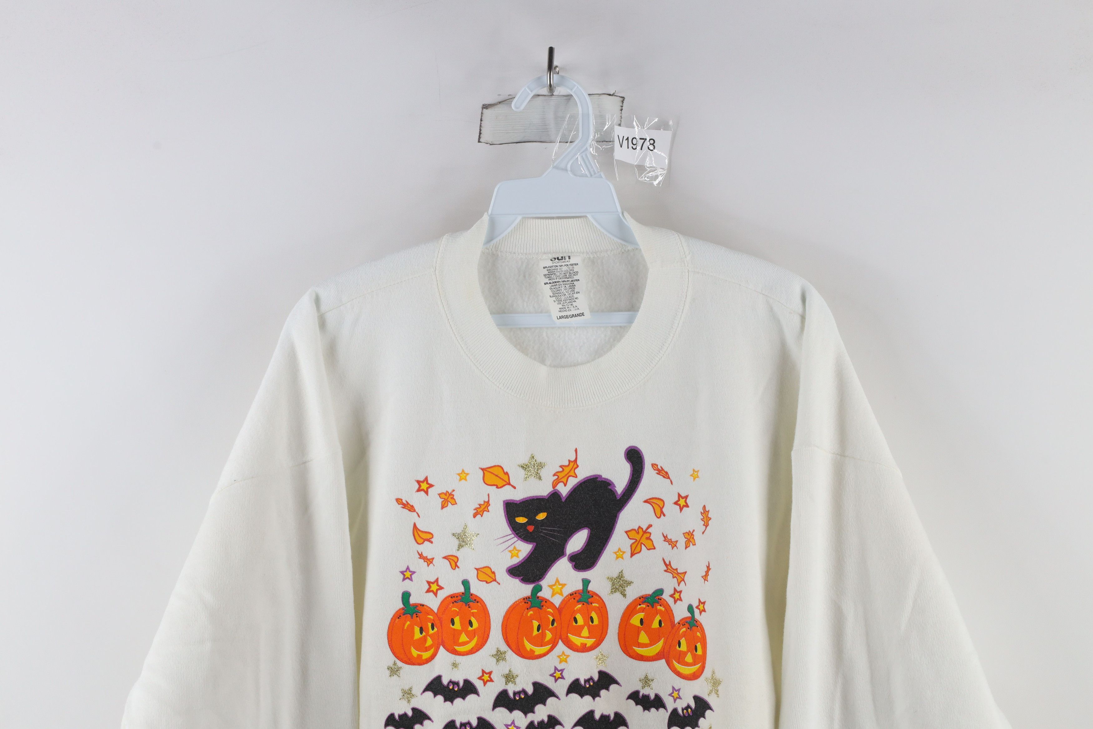 Vintage Vintage 90s Halloween Pumpkin Ghost Cat Sweatshirt USA Size L / US 10 / IT 46 - 2 Thumbnail