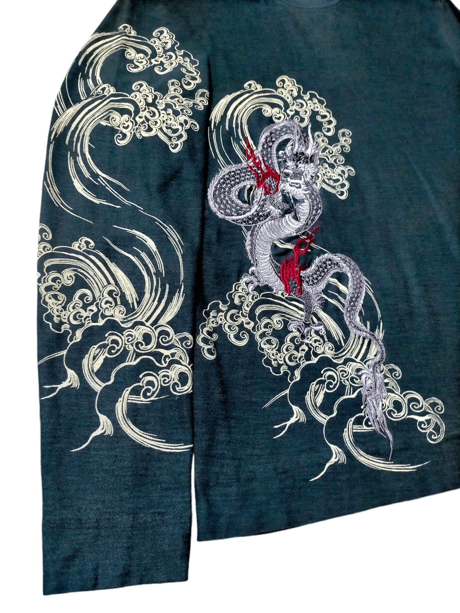 Japanese Brand Karakuri Tamashi Embroidered Dragon Long sleeve tee Size US L / EU 52-54 / 3 - 4 Thumbnail
