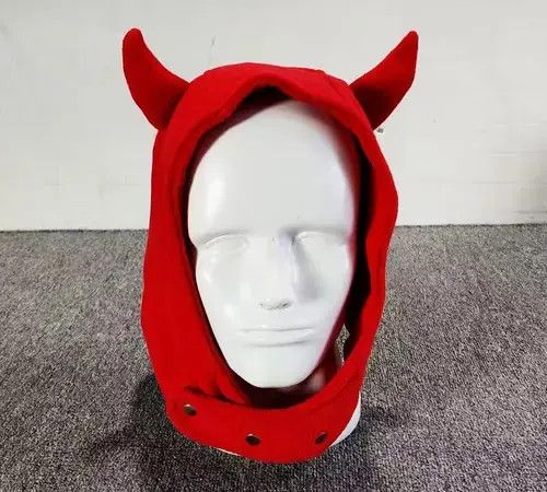 VIBE Devil Horns Fuzzy Ears Fleece Hat Red Color Size ONE SIZE - 2 Thumbnail