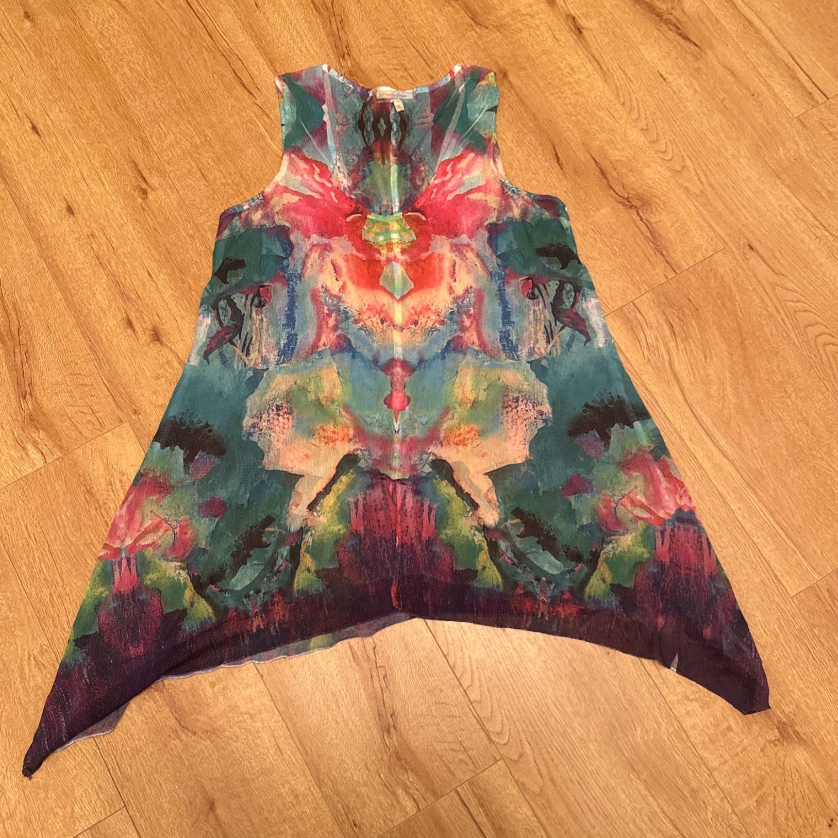 Soft Surroundings Soft Surroundings Tunic M Women Tank Sheer Floral Multicolor Hi Lo Asymmetrical Waterflower Flowing 90s? Size M / US 6-8 / IT 42-44 - 2 Thumbnail