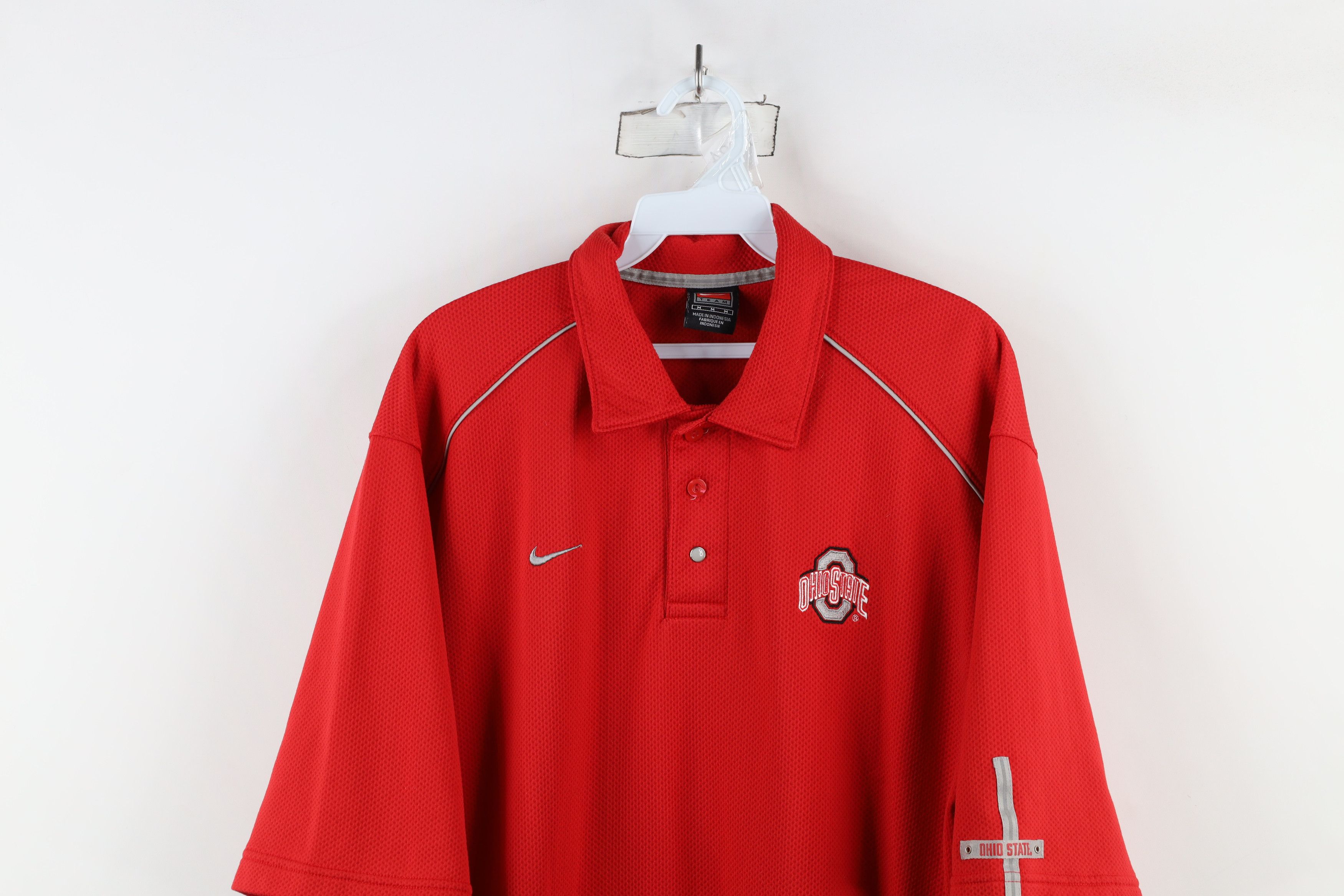 Nike × Vintage Vintage Nike Swoosh Ohio State University Thermal Knit Polo Size US M / EU 48-50 / 2 - 2 Thumbnail