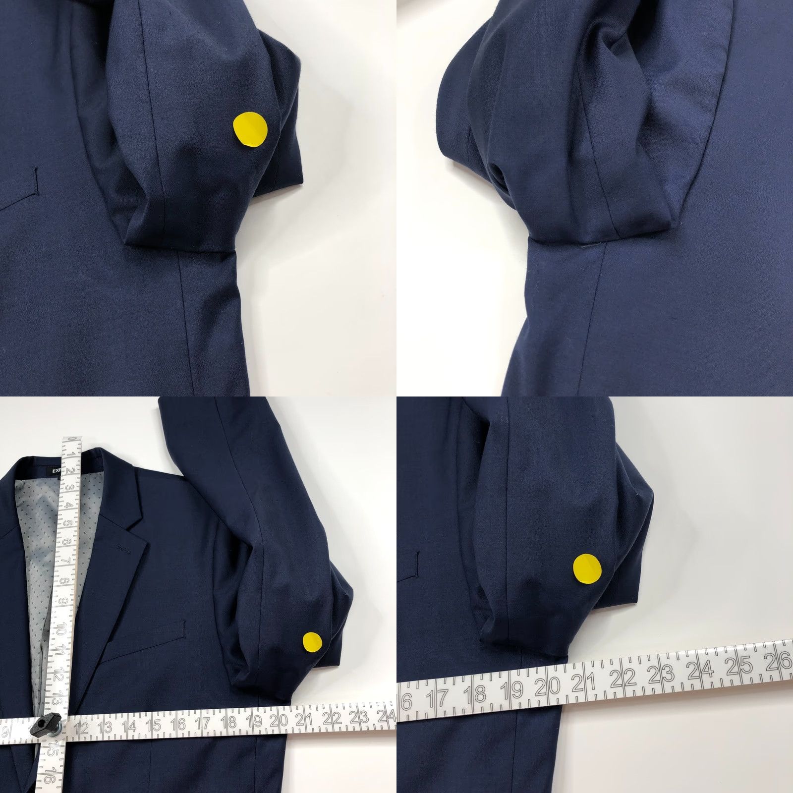 Express Express Slim Fit Wool Blend Two Button Blazer Jacket Blue Mens 40 Regular Notch Lapel 4-Button Front Single-Breasted Vintage N/A Size 40R - 9 Thumbnail
