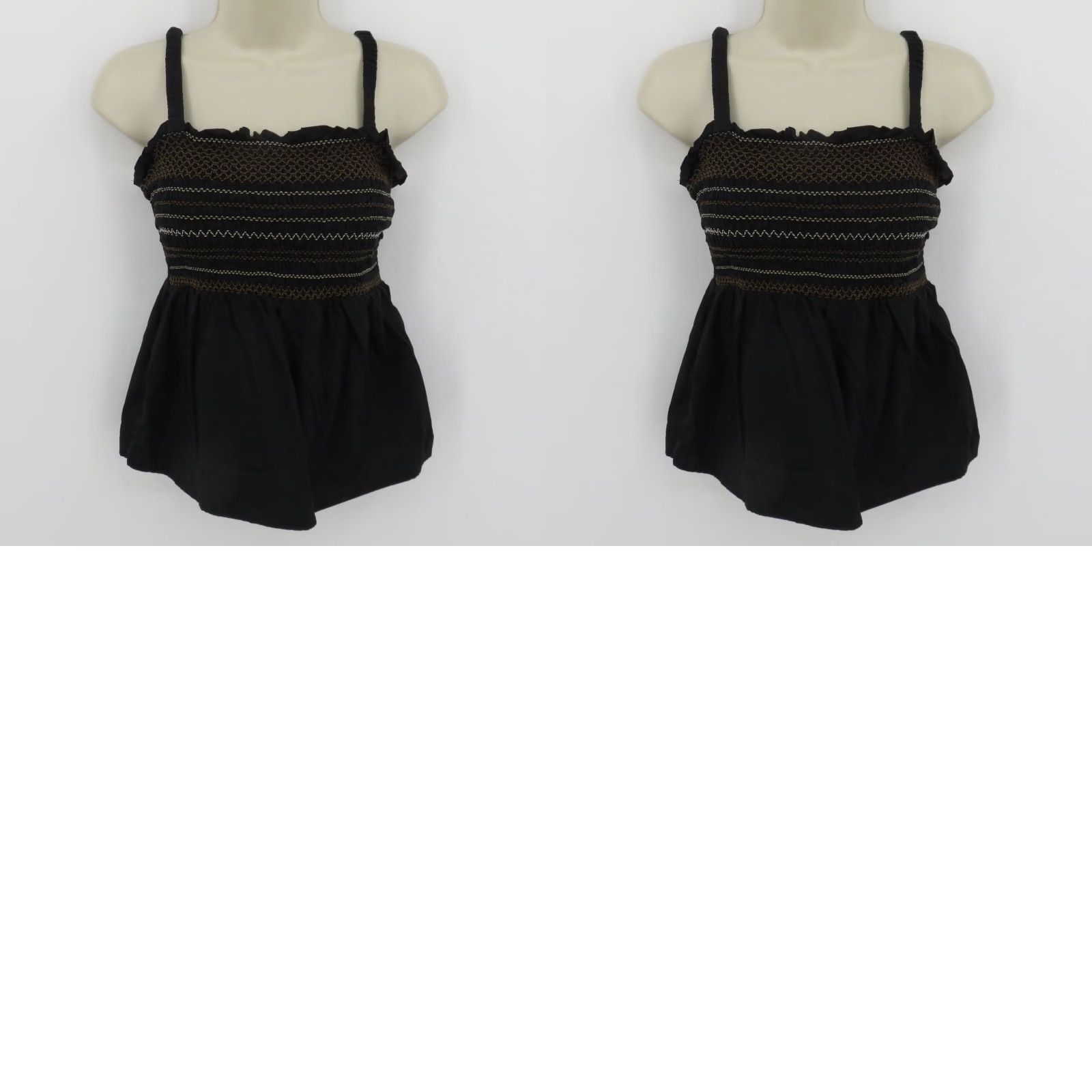 Old Navy VINTAGE Old Navy Women Small Black Puckered Ruched Spaghetti Strap Tank Top Shirt Blouse Size S / US 4 / IT 40 - 8 Thumbnail