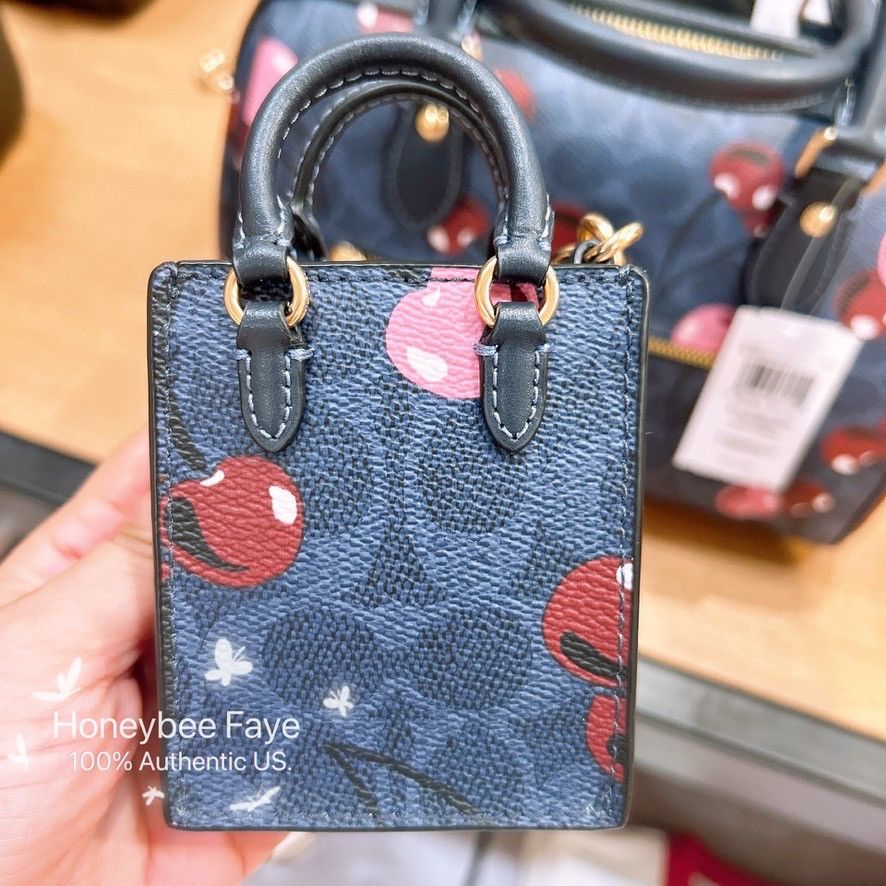 Coach North/South Mini Tote Bag Charm With Cherry Print CZ084 Size ONE SIZE - 3 Thumbnail
