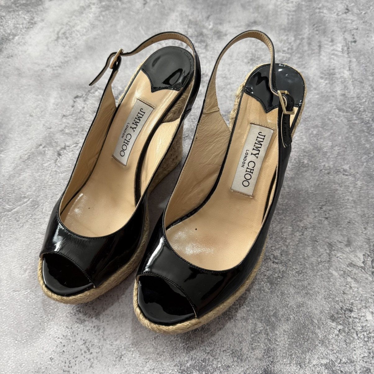 Jimmy Choo Jimmy Choo Polar Patent Platform Espadrille Heel Sandals Size US 7.5 / IT 37.5 - 22 Thumbnail