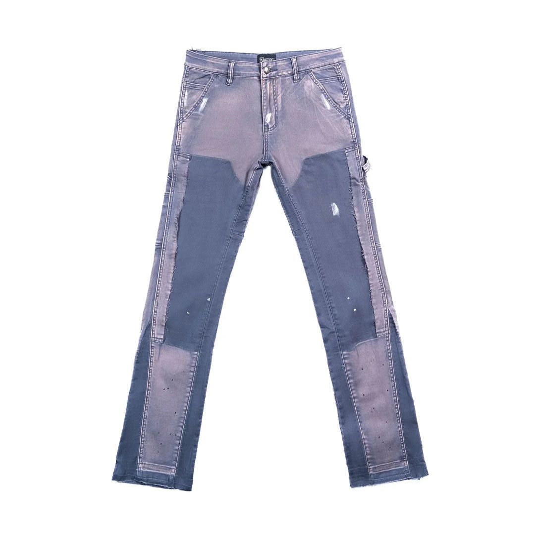 TRIPLE SEVENS x Sniper Gang Flared Denim Grey/Blue Jeans Size 26" / US 2 / IT 38 - 1 Thumbnail