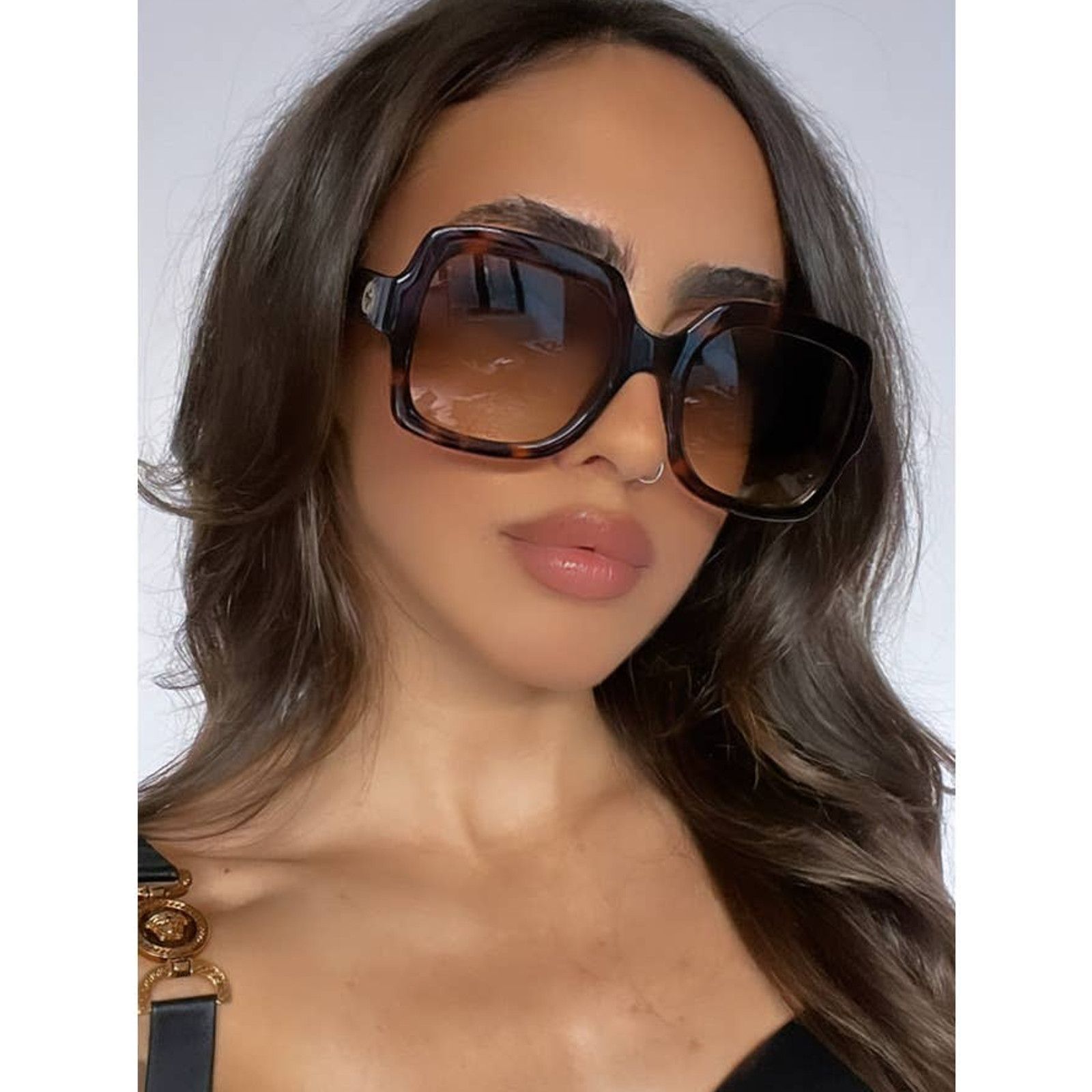 Gucci NEW GUCCI GG1337S Brown Havana Square Sunglasses Size ONE SIZE - 1 Thumbnail
