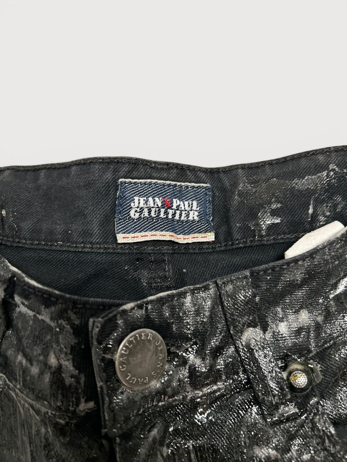 Jean Paul Gaultier Waxed Black Metal Patch Denim Size US 29 - 6 Thumbnail
