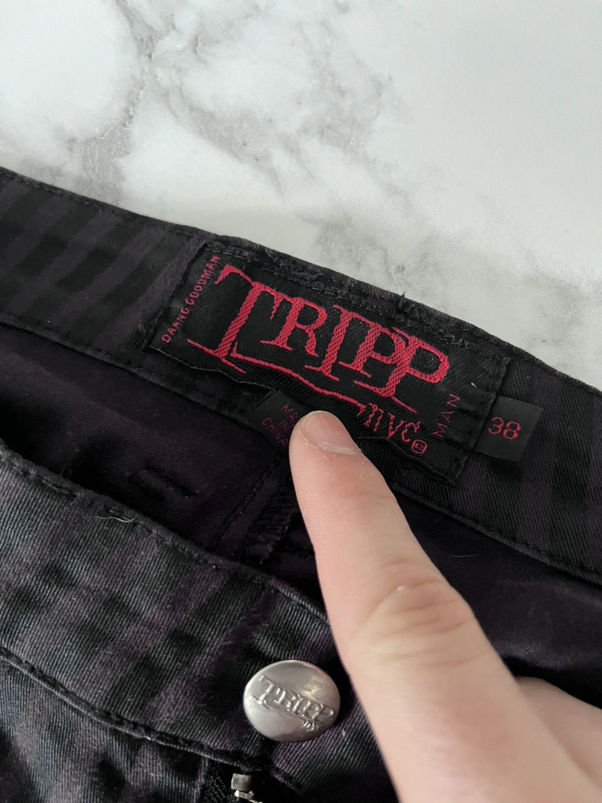 Tripp NYC Vintage Tripp NYC Pinstripe Metal Chaos Punk Bondage Pants Size US 37 - 7 Thumbnail