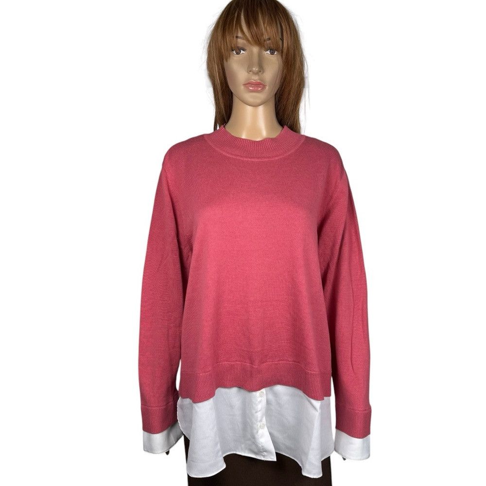 Isaac Mizrahi NWt New Isaac Mizrahi Mock Neck Pink Sweater Twofer Size X Size XL / US 12-14 / IT 48-50 - 2 Thumbnail