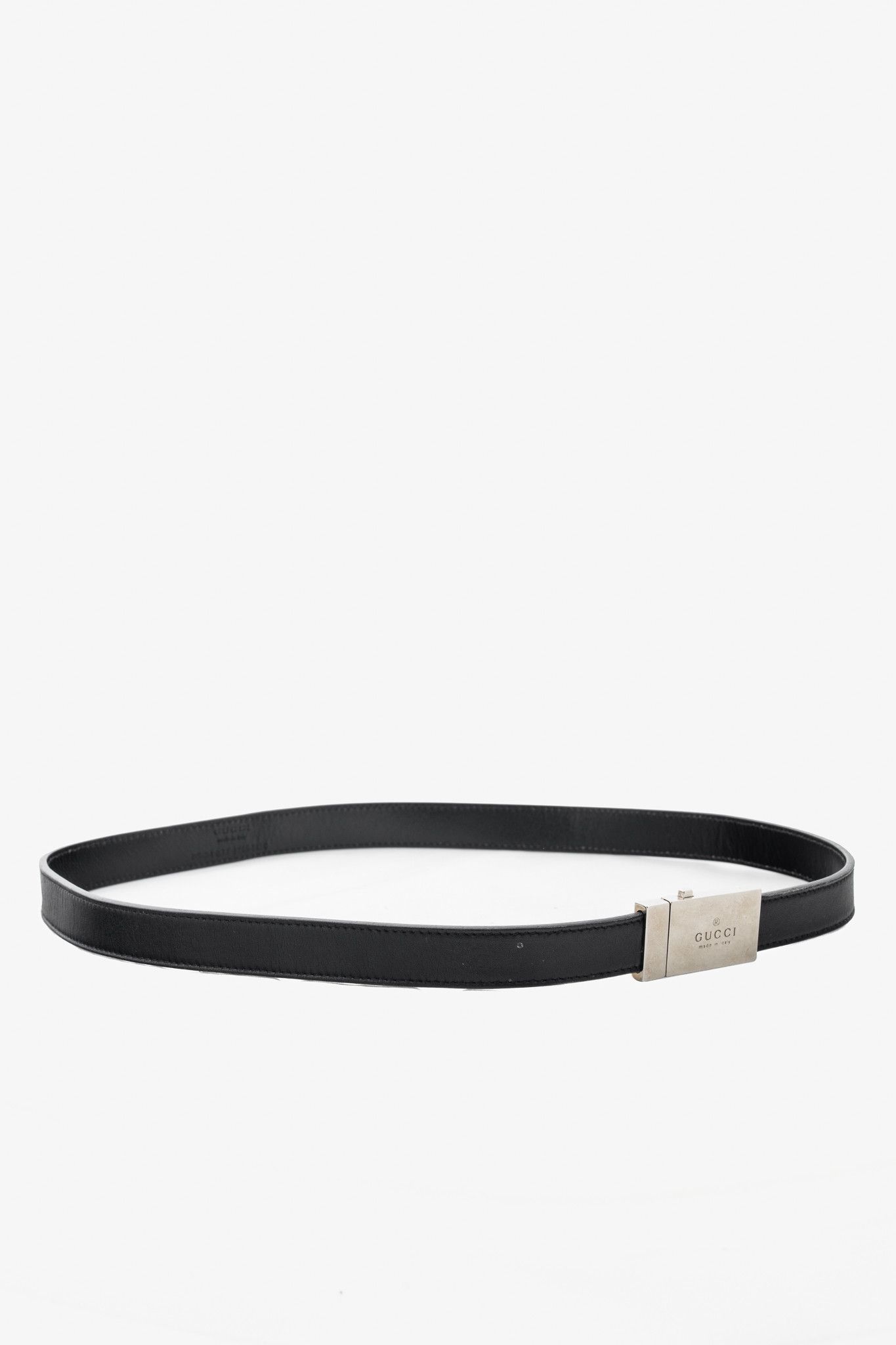 Gucci Gucci Black Leather Logo-Buckle Belt Size ONE SIZE - 1 Thumbnail