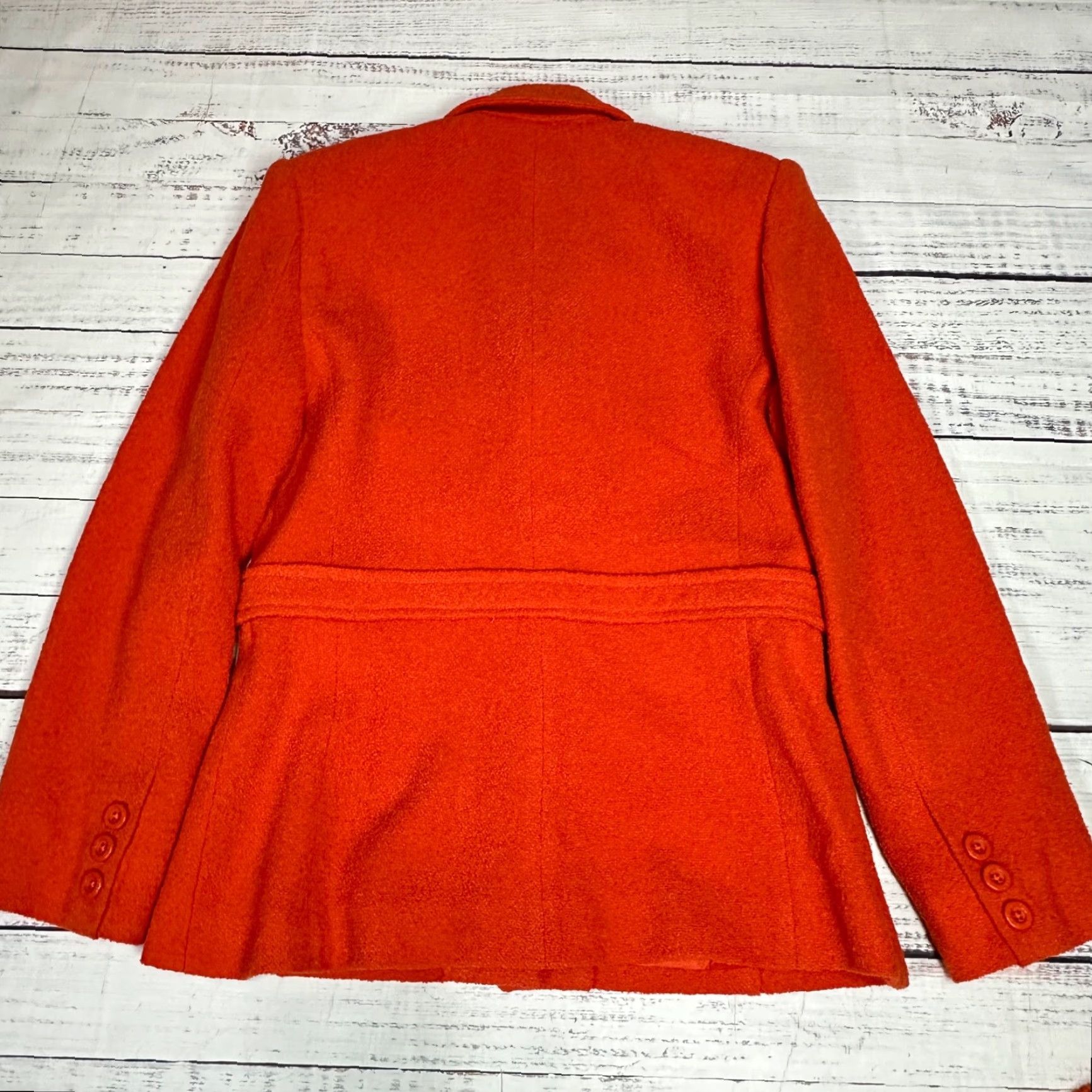 Vintage Vertigo Pour Le Ville Womens Wool Blend Skirt Suit Jacket L/10 Orange Texture Knit Set Includes: Jacket, Skirt Size 36" / US 14 / IT 50 - 7 Thumbnail