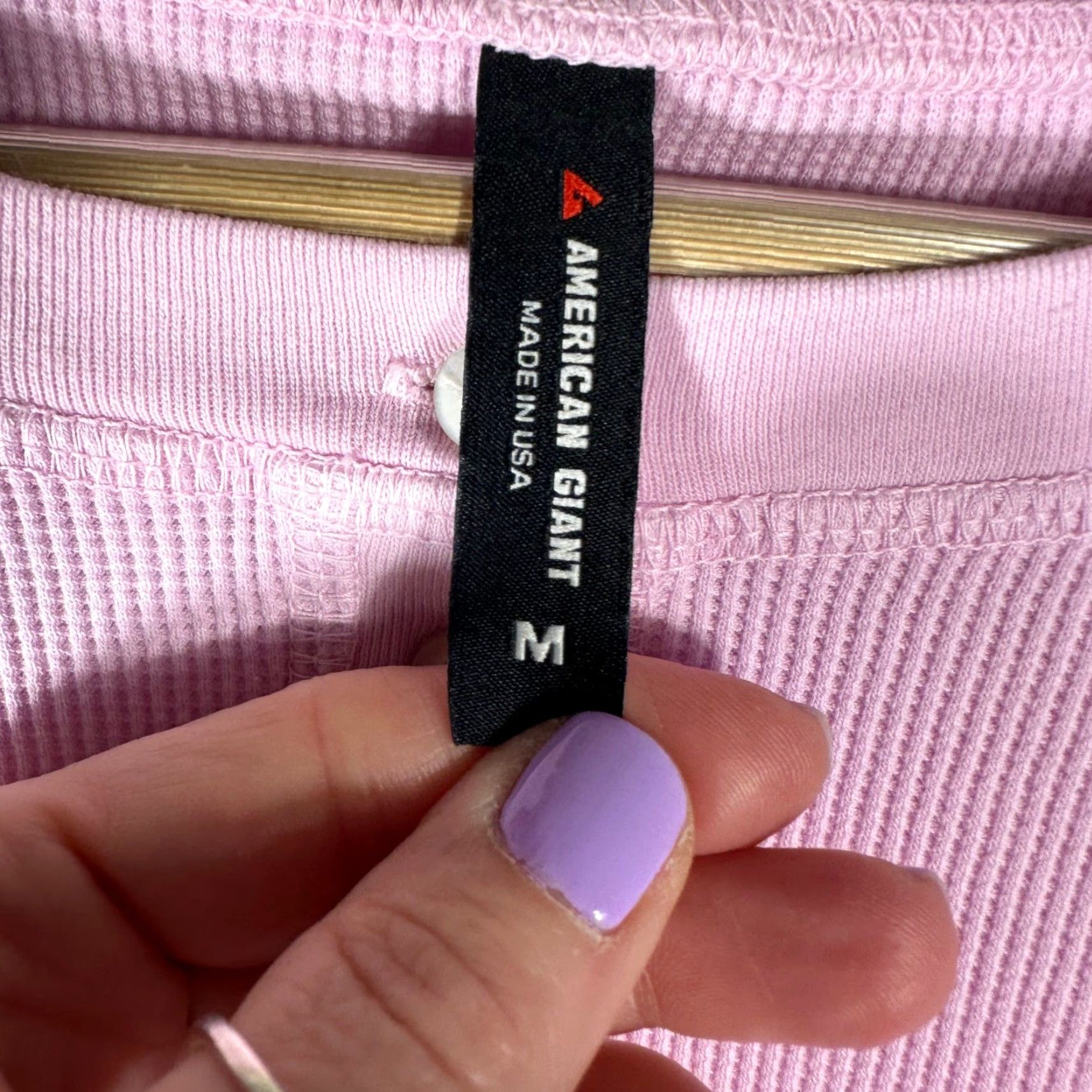 Vintage American Giant Womens Pink Ribbed Henley Long Sleeve Top Cotton Blend Size M Size M / US 6-8 / IT 42-44 - 3 Thumbnail