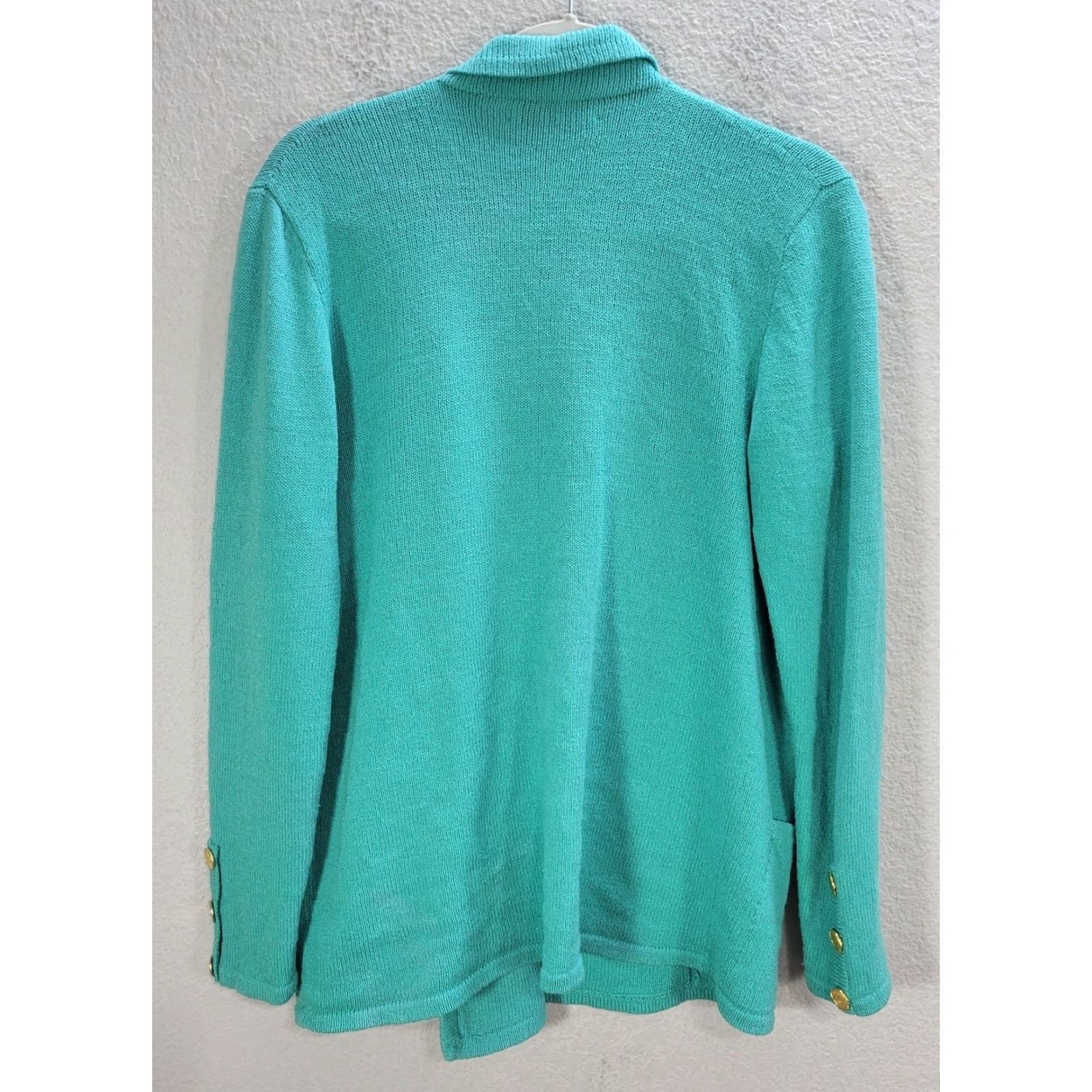 Vintage Don Sayres for Wellmore Turquoise Knit Wool Rayon Jacket Blazer Double-Breasted Sz 8 Womens Size M / US 6-8 / IT 42-44 - 6 Thumbnail
