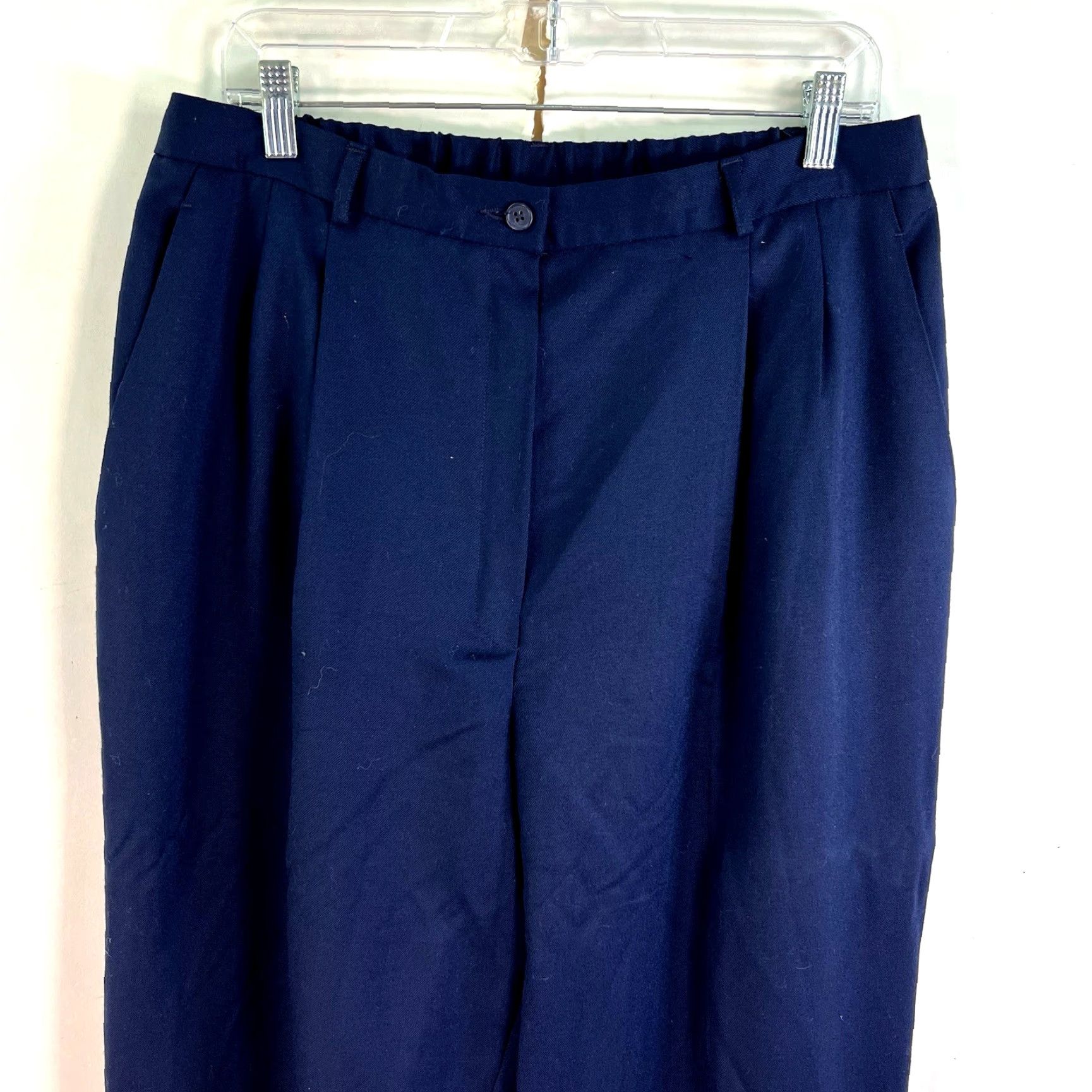 Pendleton VINTAGE Pendleton Wool Pants Womens Size 16W Blue Dress Trousers High Rise Straight Fit Elastic Waist Formal Night Out Size 38" / US 16 / IT 52 - 2 Thumbnail