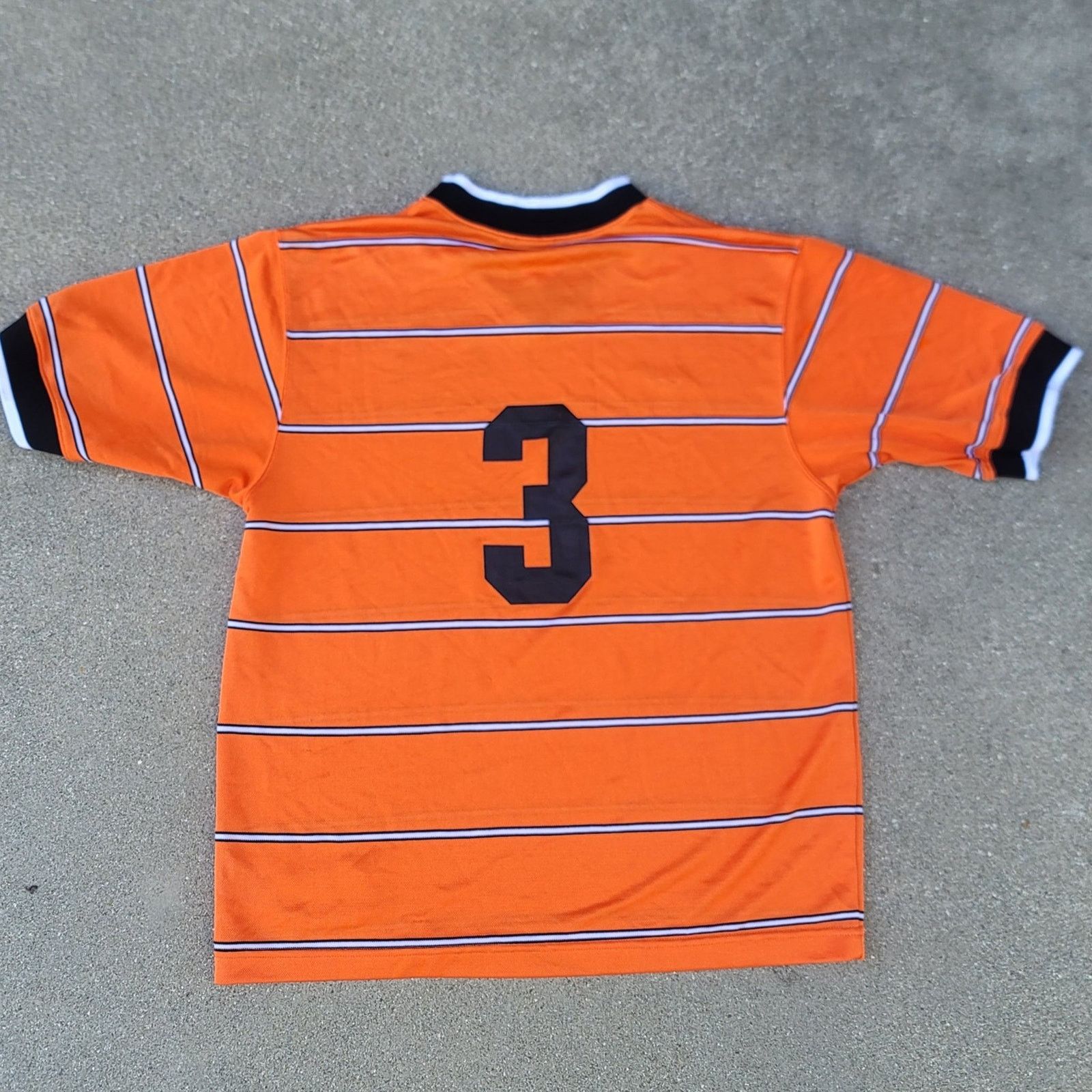 Nike Vtg 90s Nike Orange Striped Soccer Jersey Size US L / EU 52-54 / 3 - 3 Thumbnail