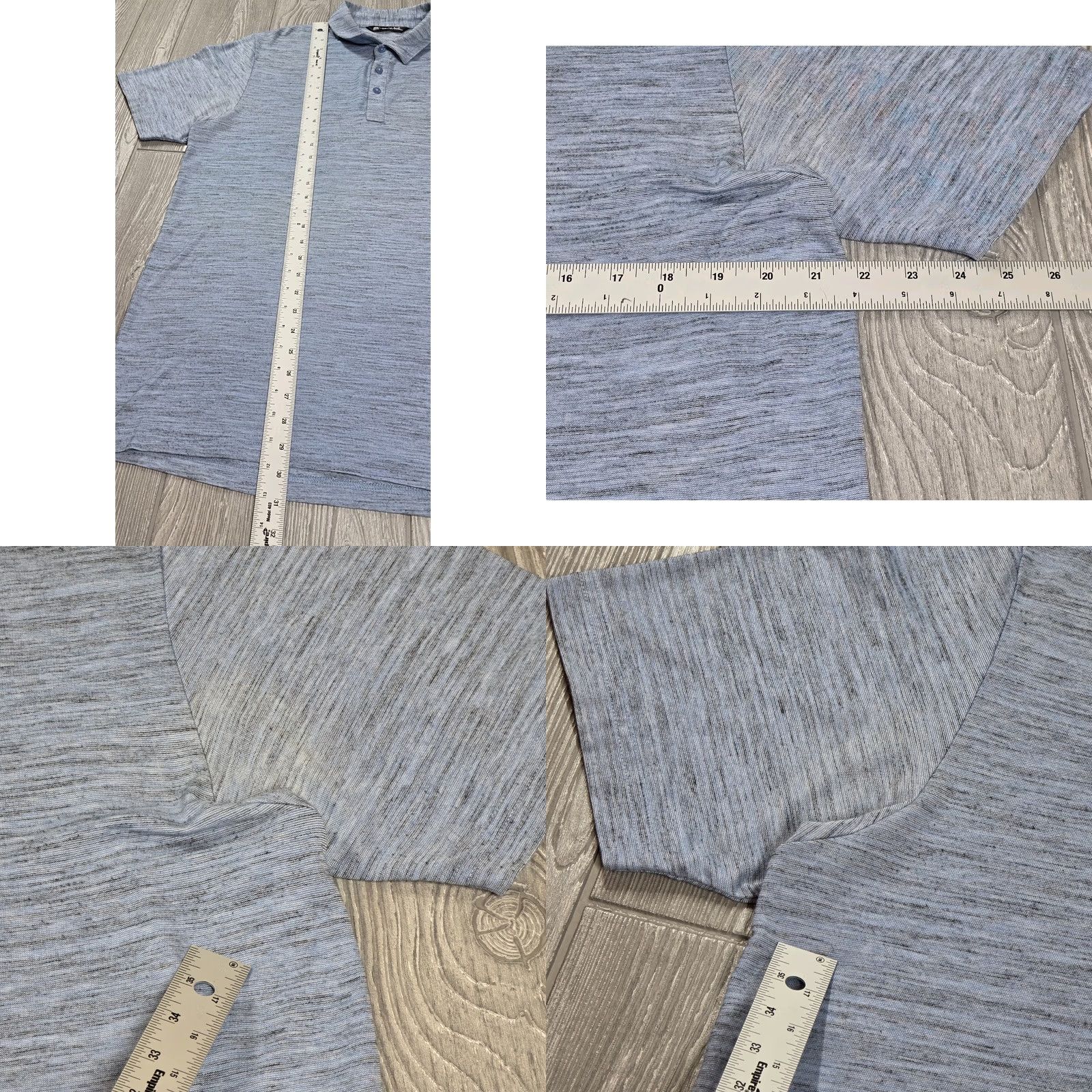 TravisMathew Travis Mathew Golf Polo Shirt Mens XL Heather Blue Gray Shirt Pique Performance Size US XL / EU 56 / 4 - 8 Thumbnail