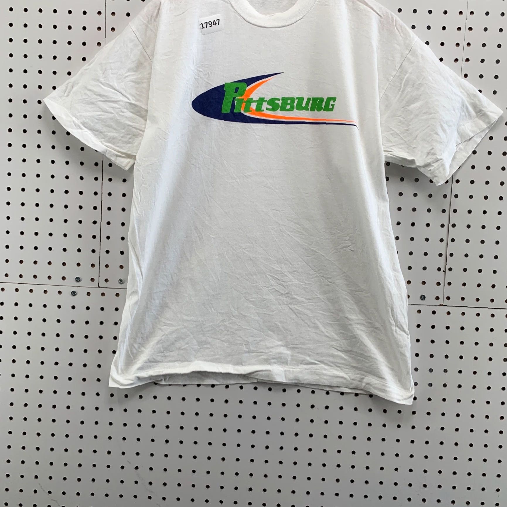 Vintage VINTAGE Screen Stars 80s Pittsburgh T-Shirt Adult Large Short Sleeve White Single Stitch Mens Size US L / EU 52-54 / 3 - 7 Thumbnail