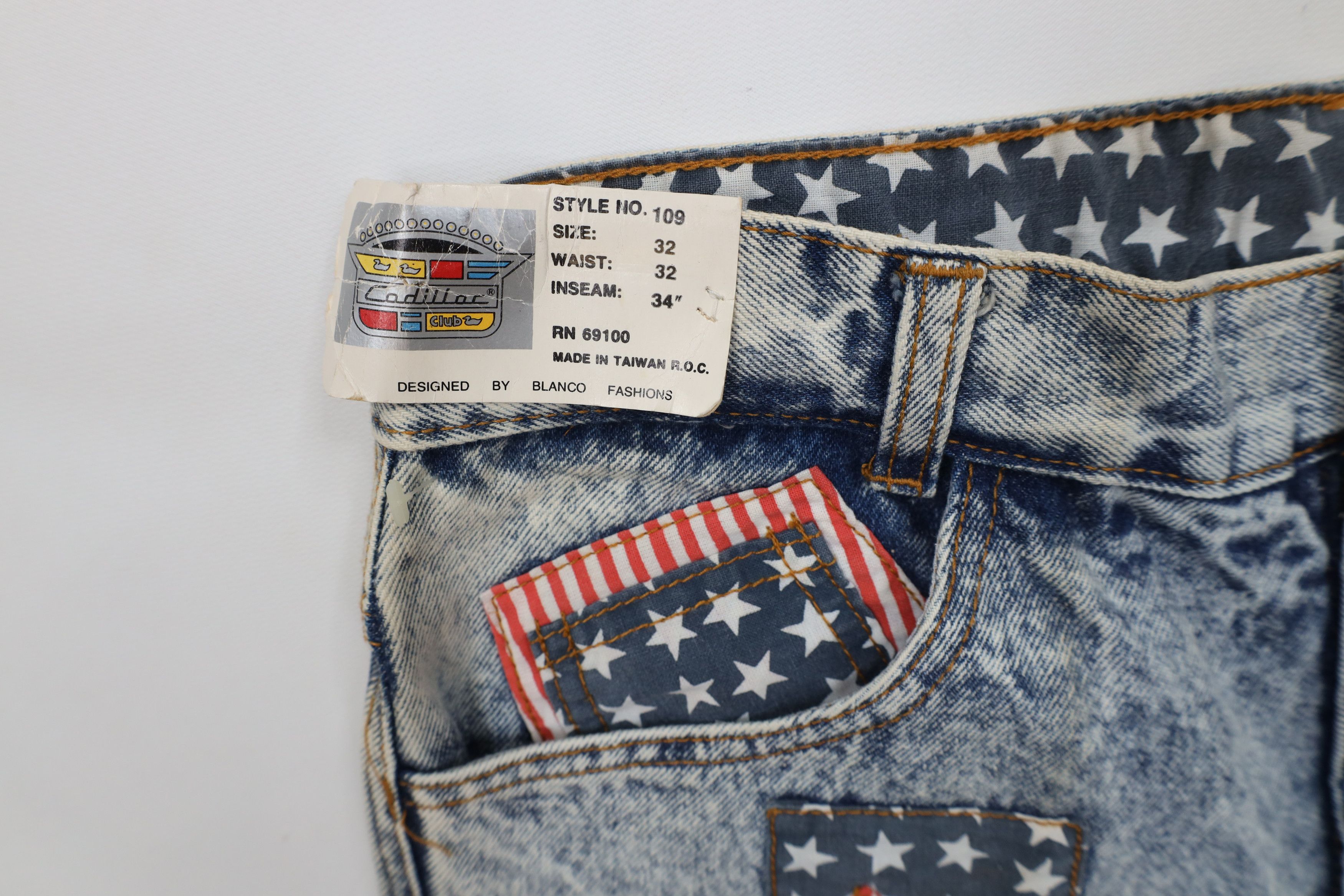 Cadillac Deadstock Vintage 80s 90s Cadillac Racing Acid Wash Jeans Size US 32 / EU 48 - 8 Thumbnail