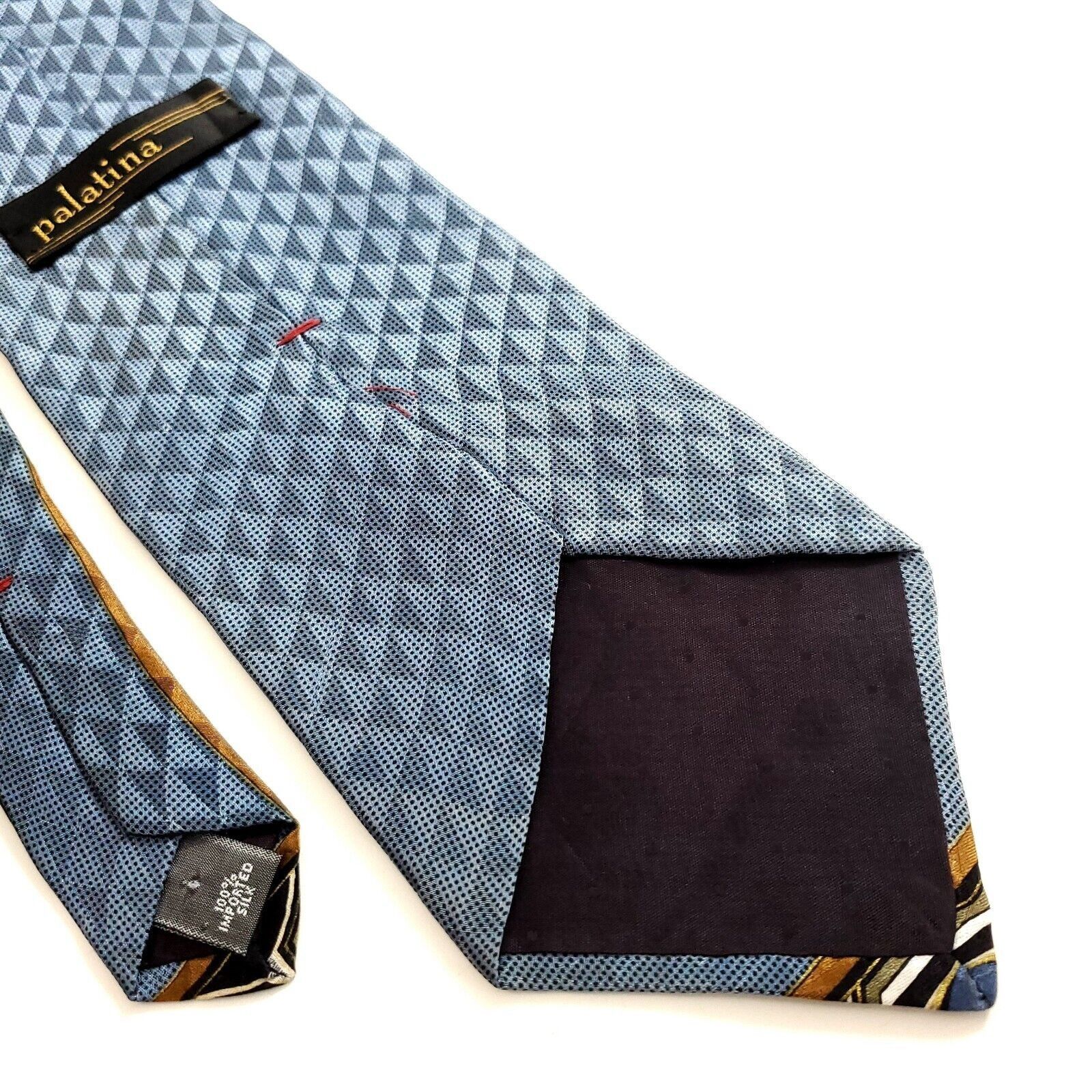 Vintage Palatina Abstract Blue Print Wide Silk Tie Size ONE SIZE - 5 Thumbnail