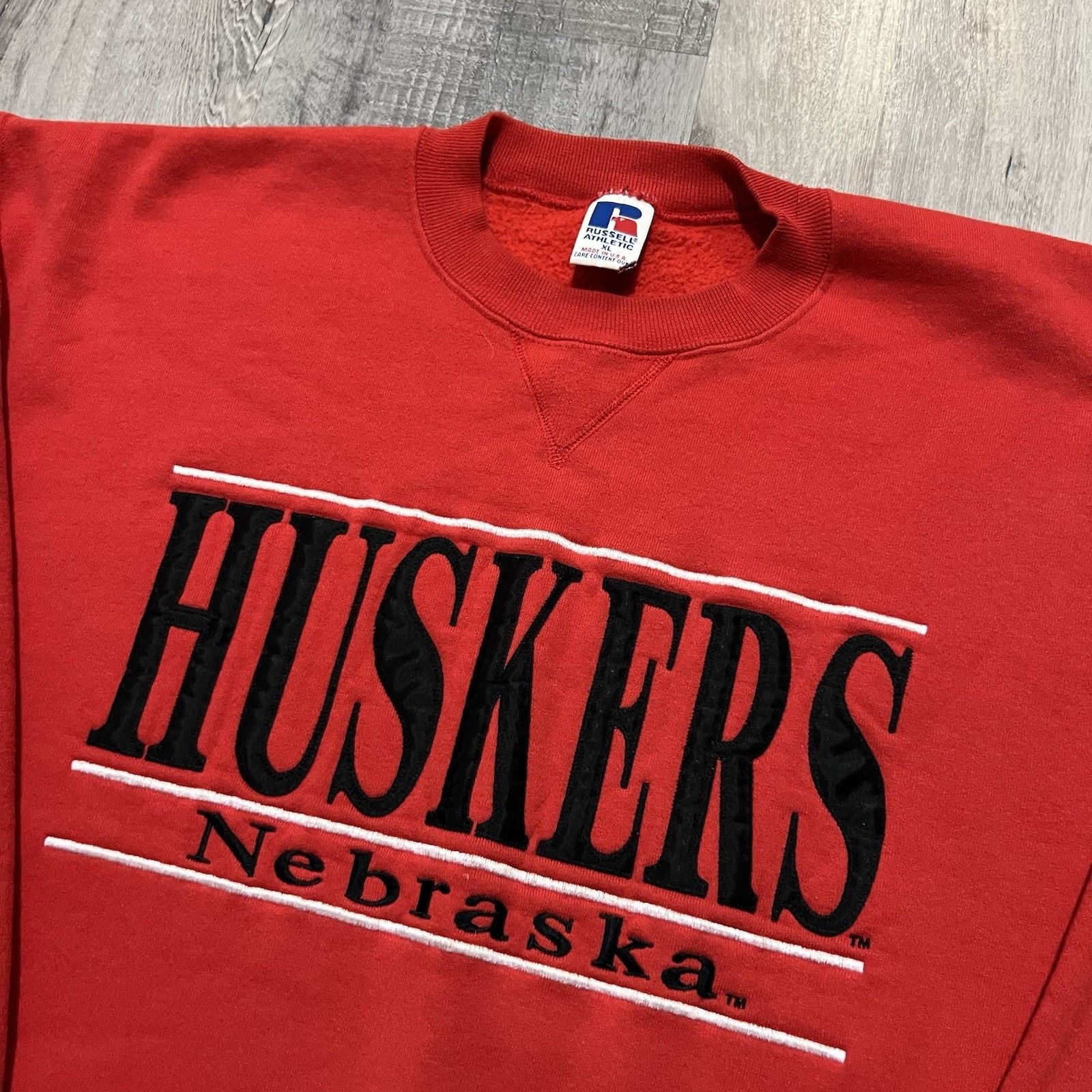Russell Athletic VTG Nebraska Cornhuskers Russell 90s Red College Sweatshirt Size US XL / EU 56 / 4 - 2 Thumbnail