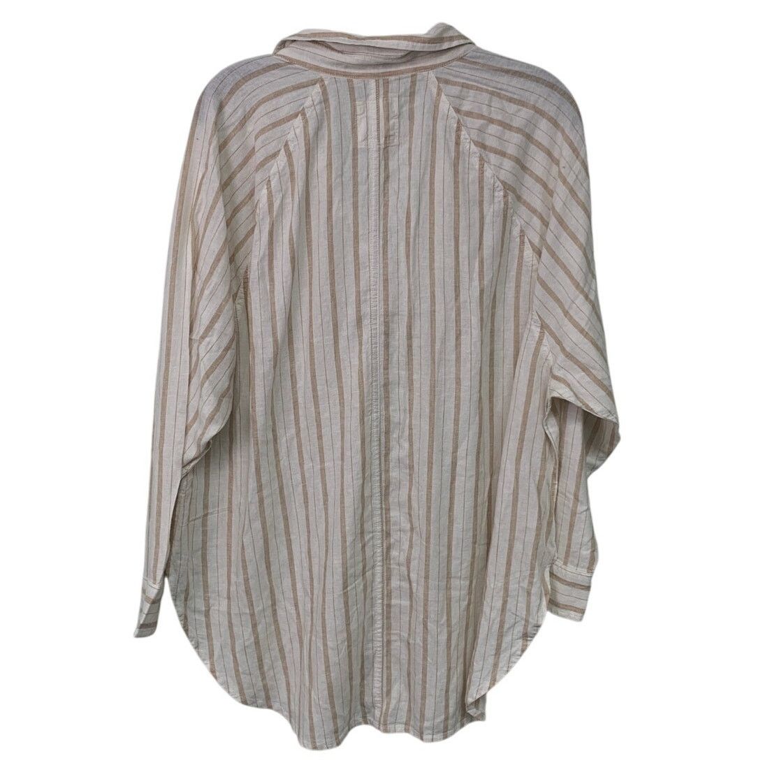American Eagle Outfitters New Striped Linen Blend Long Sleeve Collared Button Up Shirt Size XS / US 0-2 / IT 36-38 - 3 Thumbnail