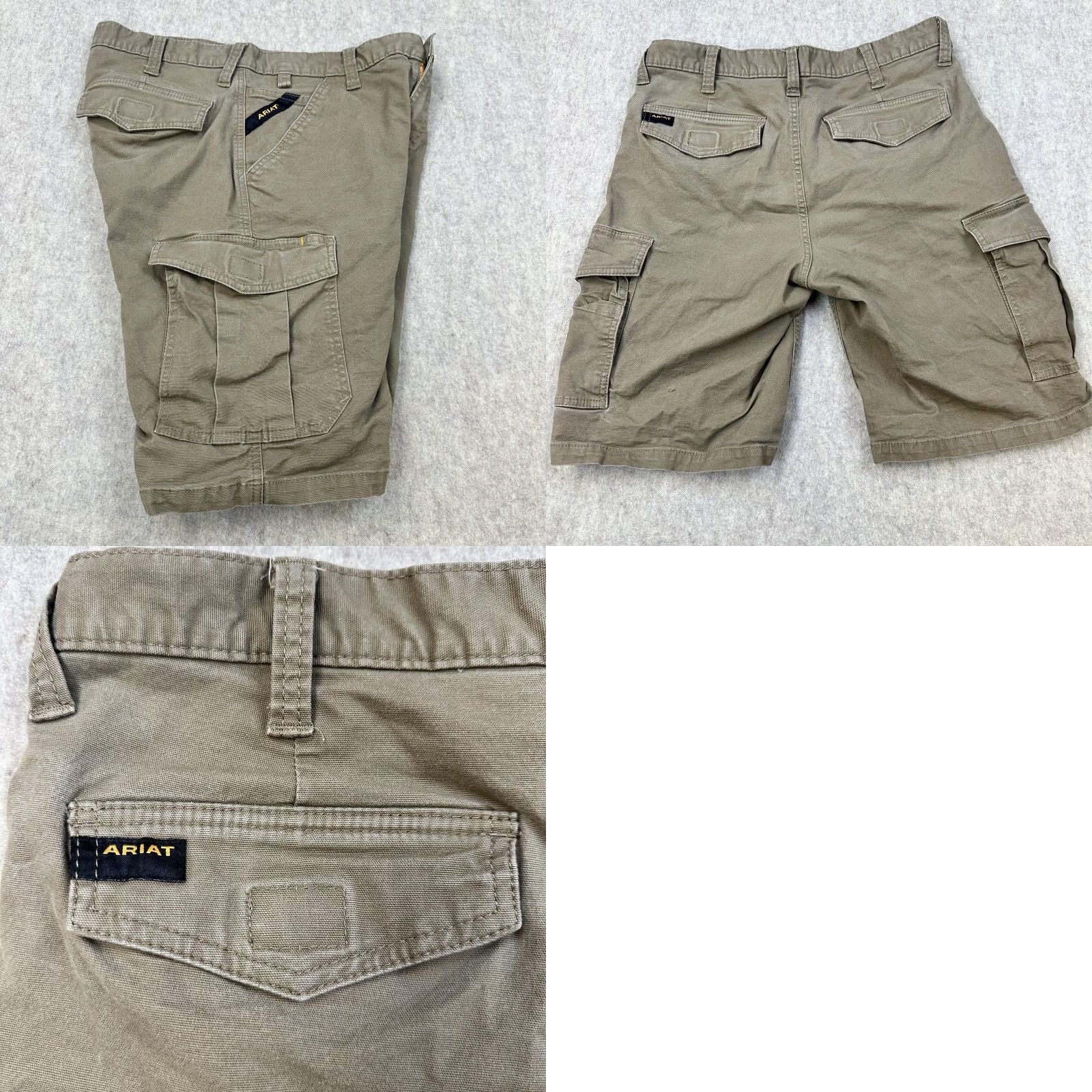 Ariat Ariat Shorts Mens 32 Olive Green Cargo Relaxed Canvas Pockets 11in Inseam Workwear Twill Casual Baggy Front Flat Front Mens Size US 32 / EU 48 - 9 Thumbnail