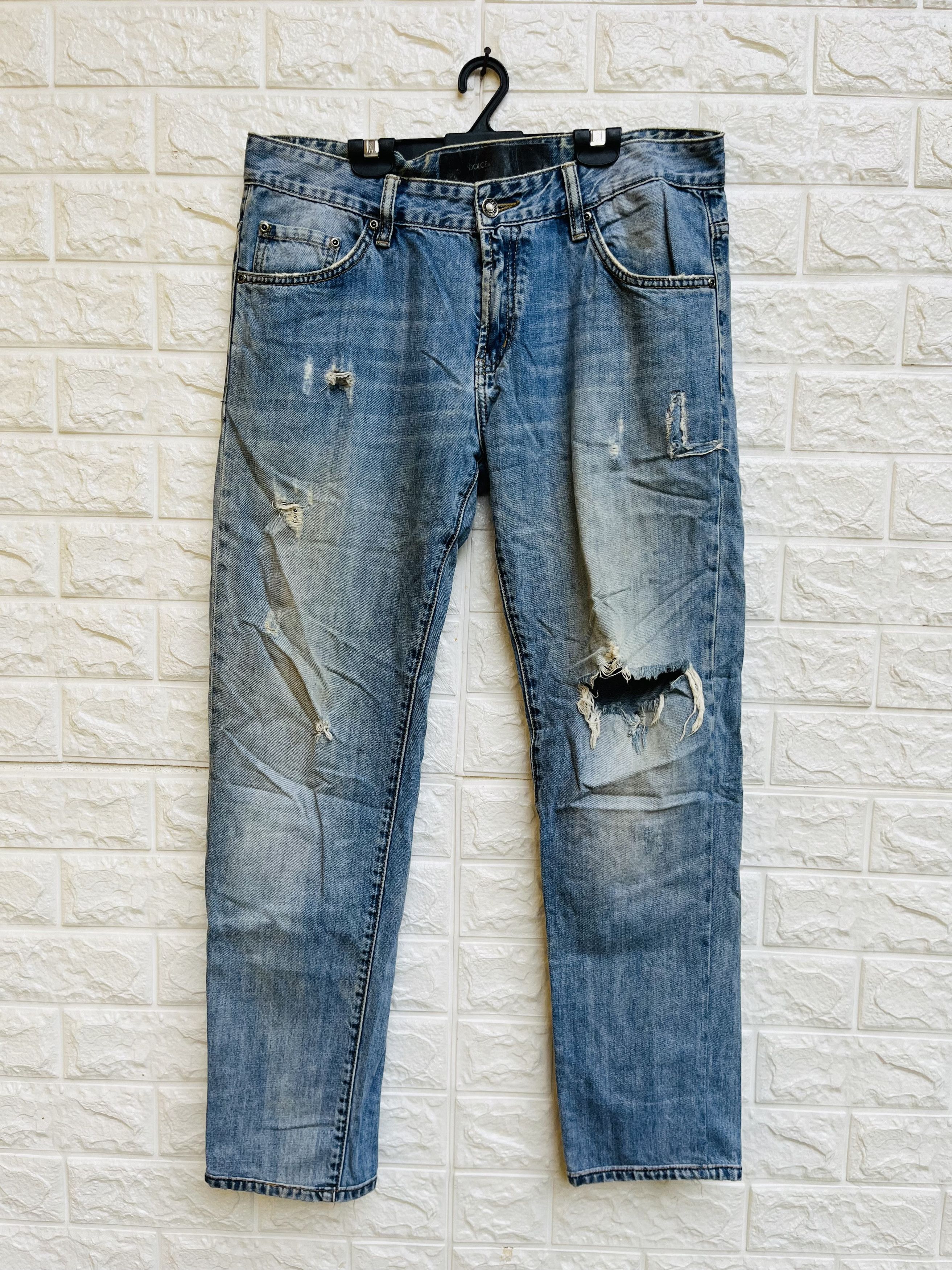 image of Distressed Denim x Dolce Gabbana Vintage Dolce & Gabbana Distressed Japanese Designer Style in Dark