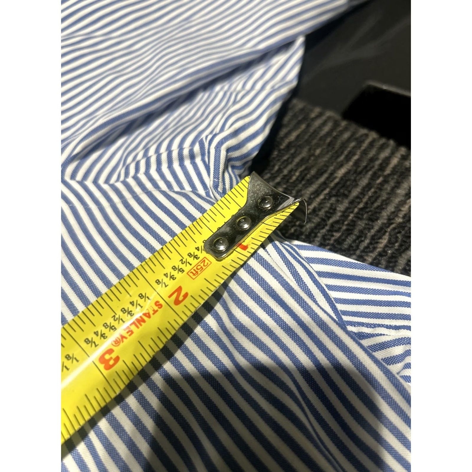 Ralph Lauren VINTAGE Ralph Lauren Yarmouth Shirt Mens 17.5x35 Oxford Button-Up Blue White Striped 90s Collegiate Size 48R - 7 Thumbnail