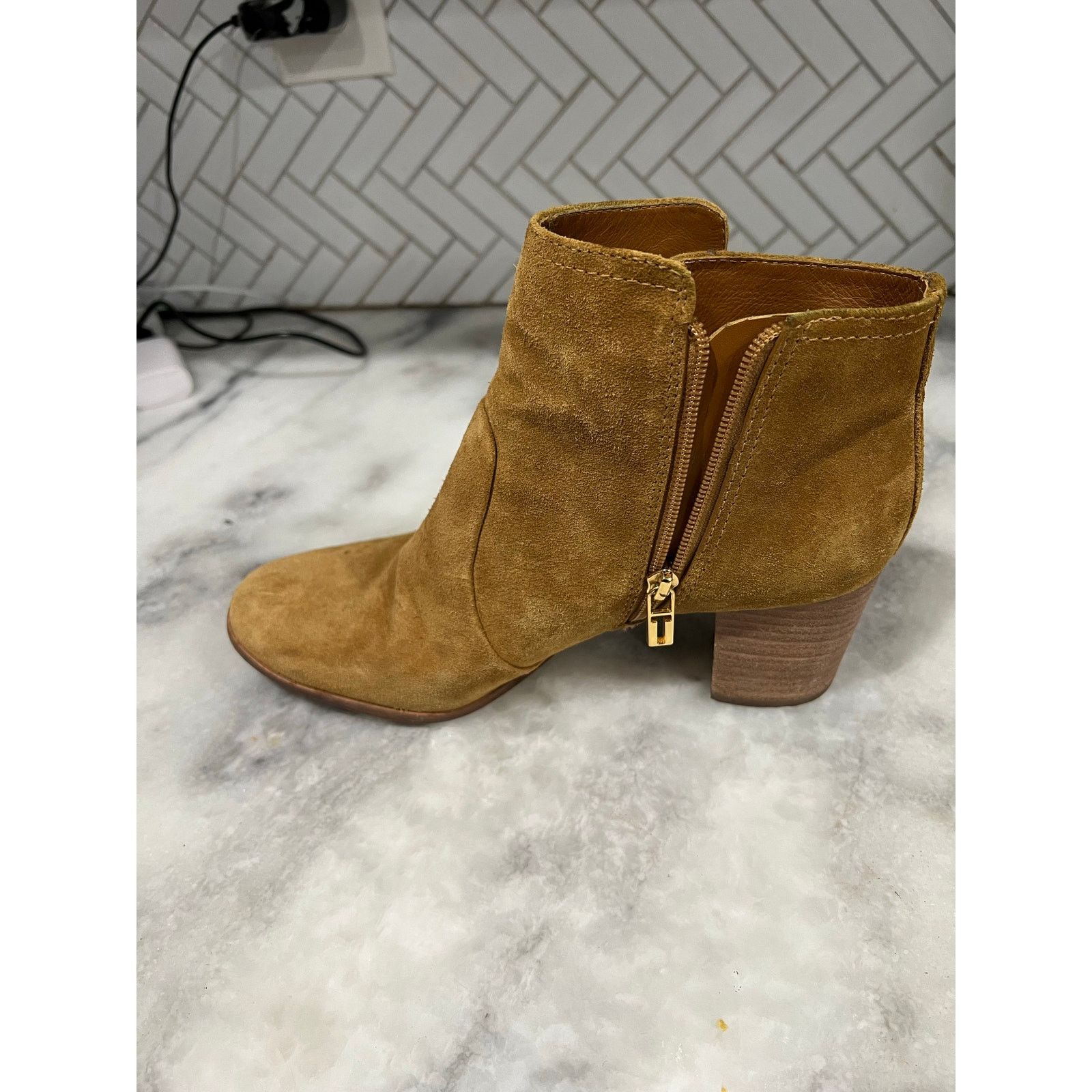 Tory Burch Tory Burch Women’s Suede Ankle Boots Tan Leather Size US 9 / IT 39 - 12 Thumbnail