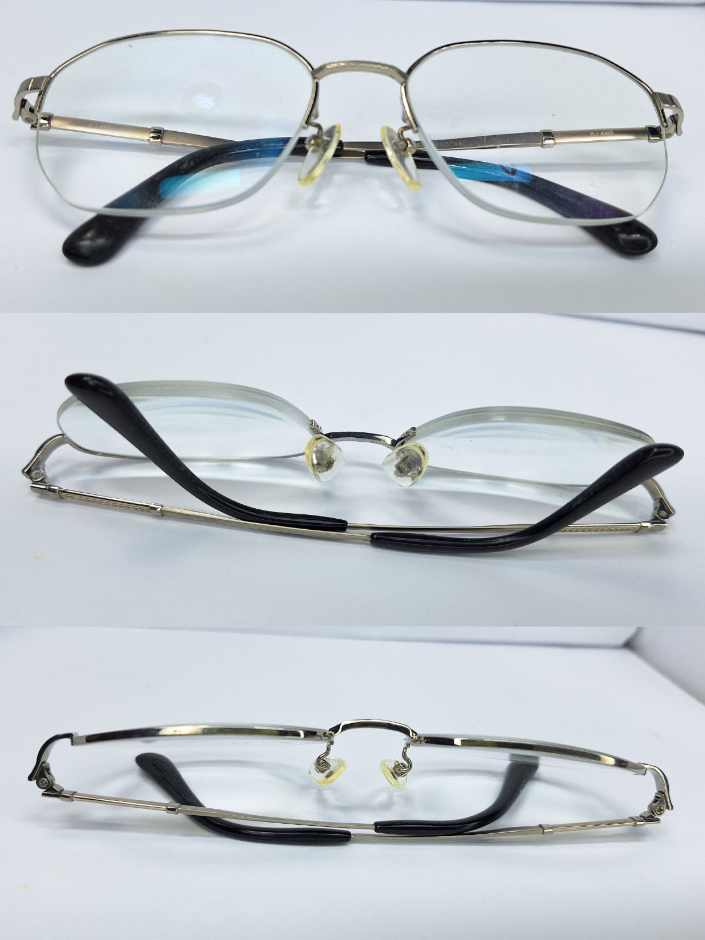 Vintage K14WG 14K White Gold Pure Titanium Glasses Japan Half-Rim Size ONE SIZE - 7 Thumbnail