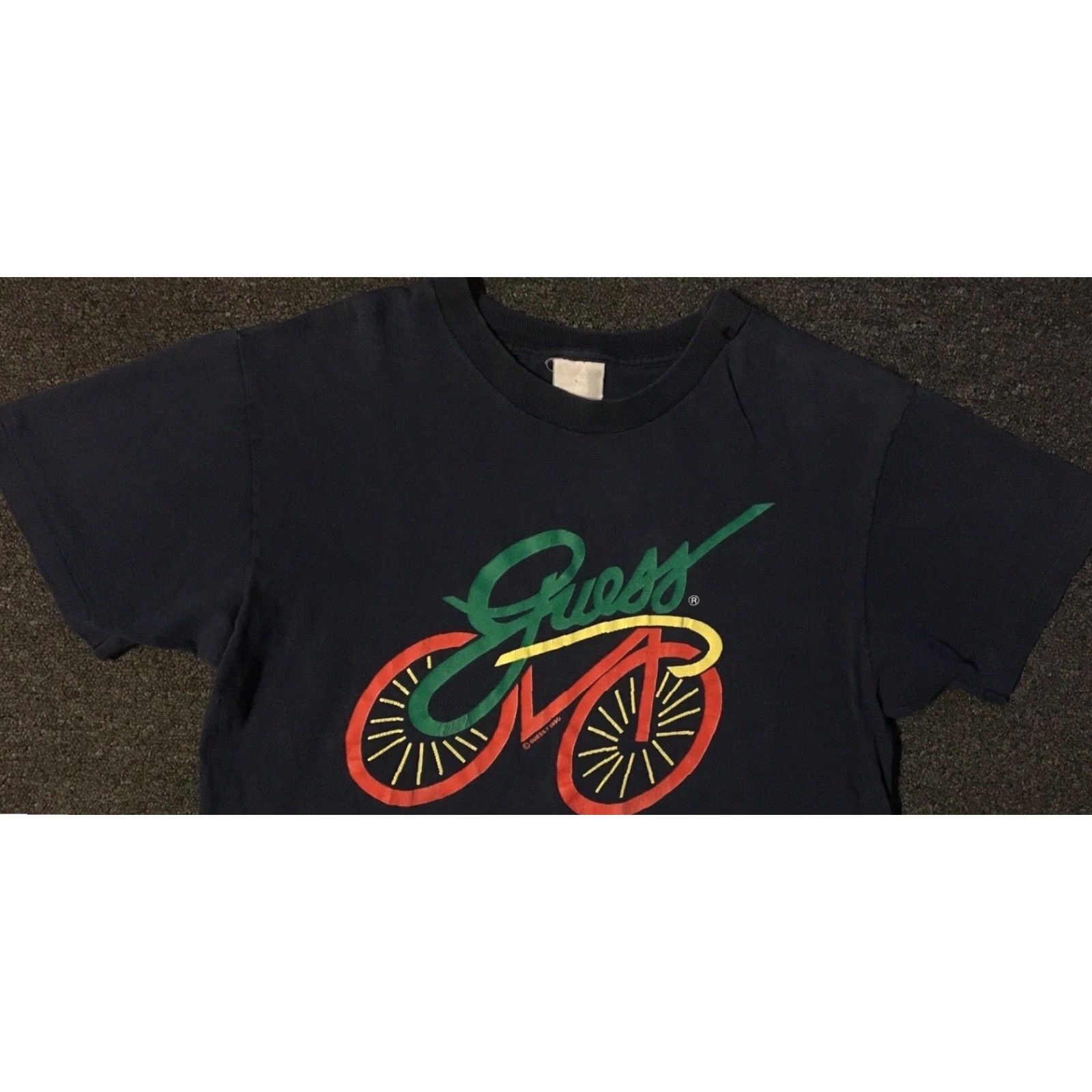 Guess VINTAGE GUESS Shirt M Blue 90s 80s Abstract Art Bicycle Grunge Rock Skate USA Mens Boys? Size US M / EU 48-50 / 2 - 6 Thumbnail