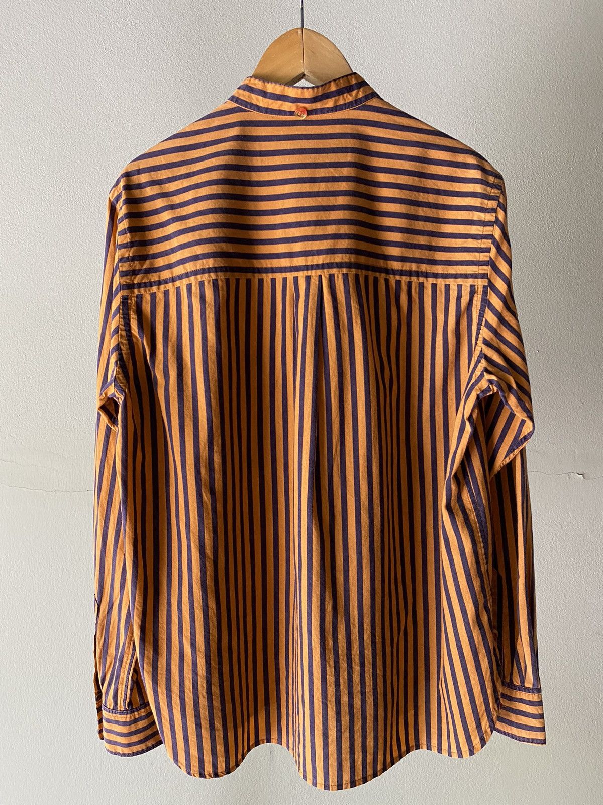 mercibeaucoup mercibeaucoup Orange & Navy Striped Mandarin Collar Shirt Size M / US 6-8 / IT 42-44 - 15 Thumbnail