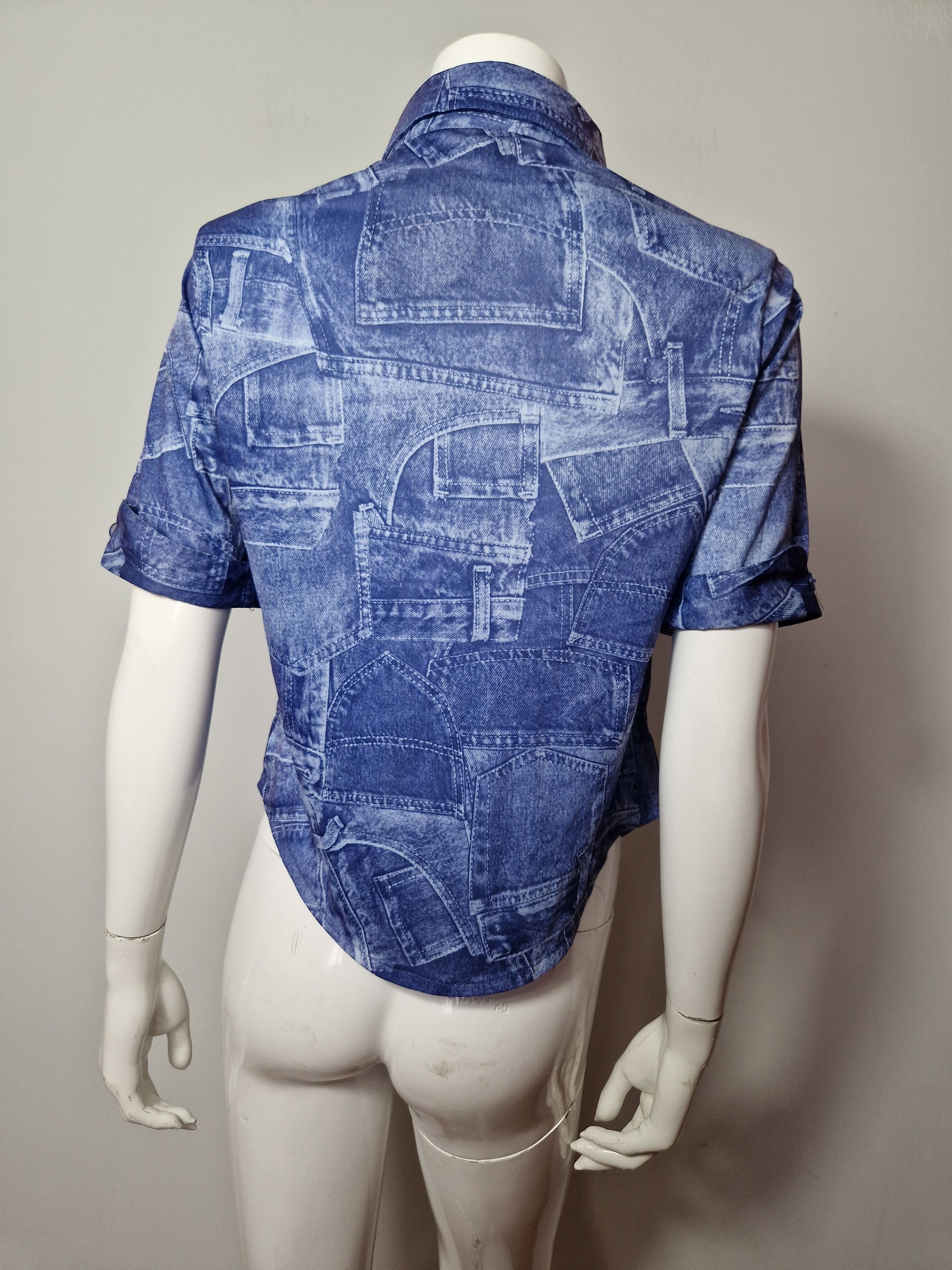 Versace Versace vintage denim print DSWT blouse Size S / US 4 / IT 40 - 8 Thumbnail