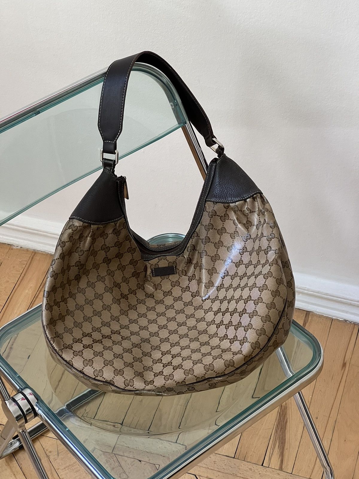 image of Gucci Hobo Monogram Bag in Brown, Men's