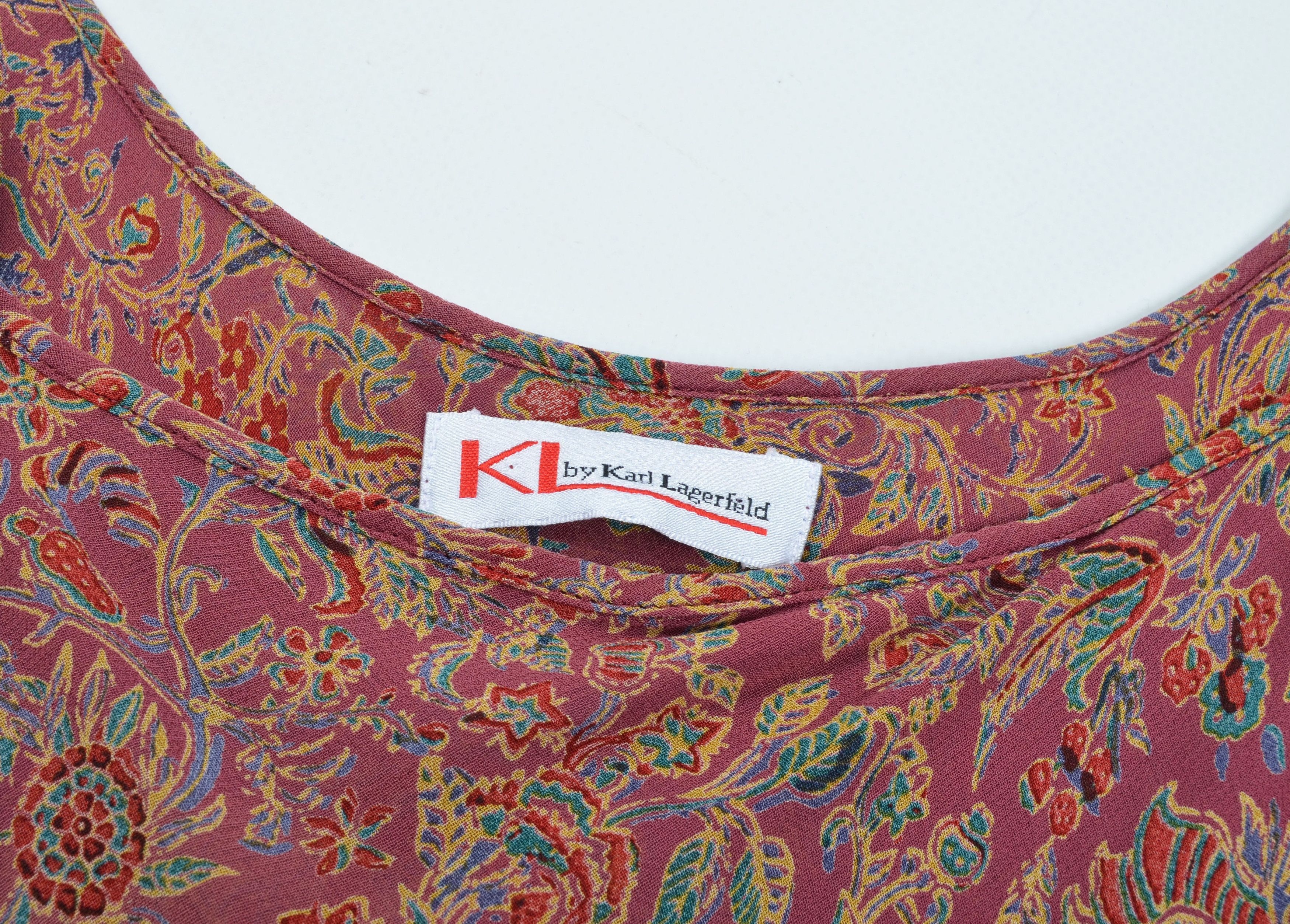 Karl Lagerfeld Vintage KL by Karl Lagerfeld 80's Floral Cami Mini Dress Size S / US 4 / IT 40 - 8 Thumbnail