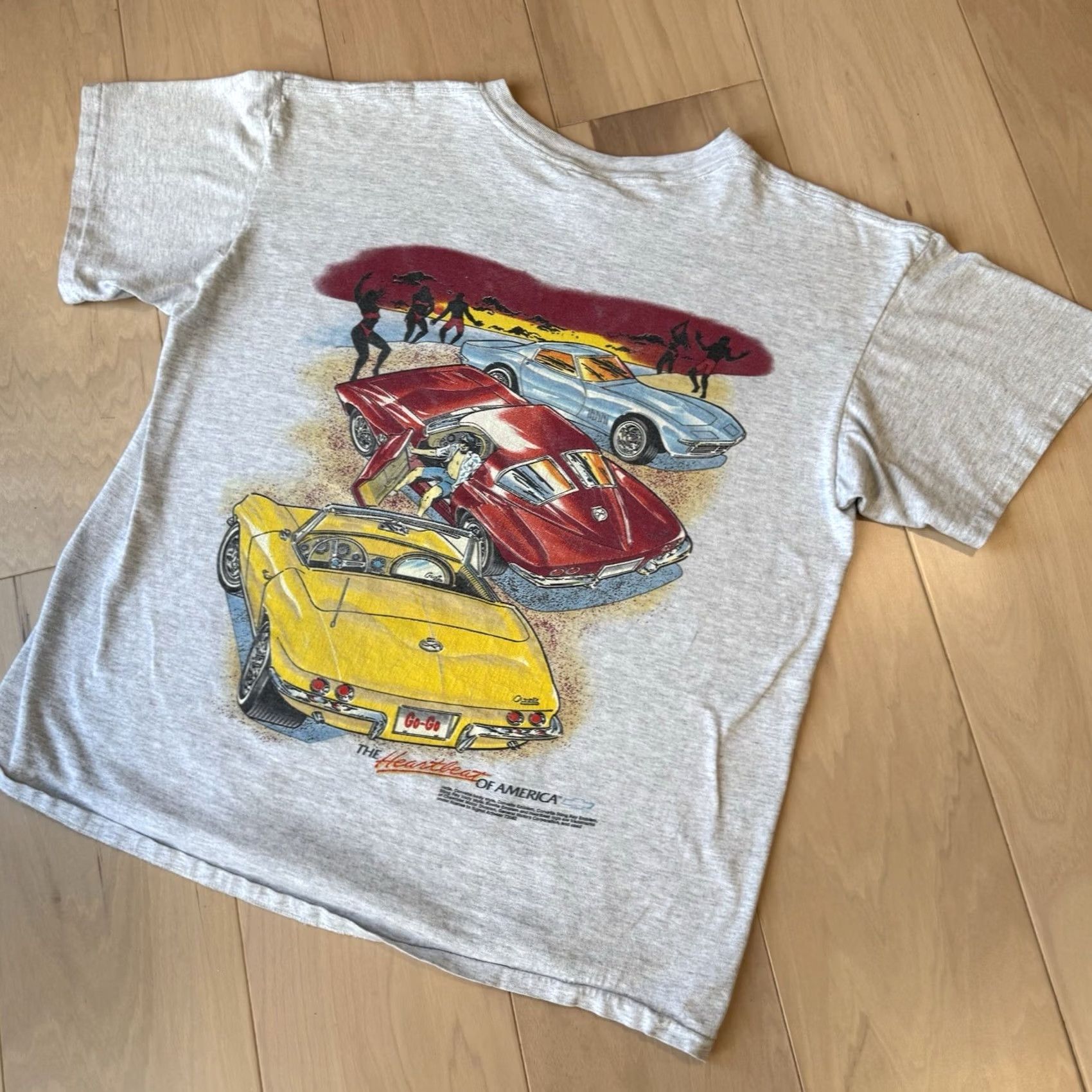 Vintage Vintage Chevrolet Corvette Shirt XL Gray 90s Made USA SSI Heartbeat of America Mens T-Shirt Size US XL / EU 56 / 4 - 8 Thumbnail