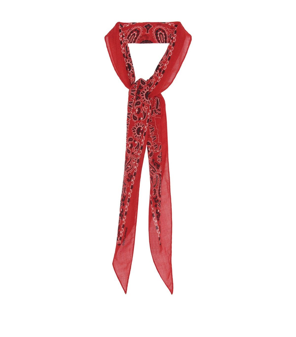 image of Saint Laurent Paris x YVES Saint Laurent Lavalliere Wool Scarf Bandana Red, Men's